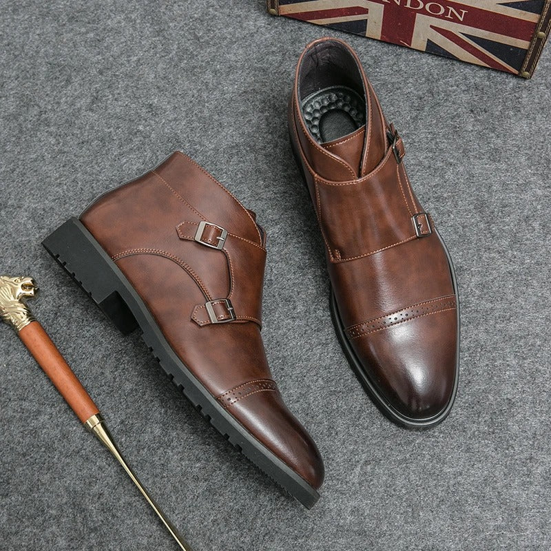 Eduardo® | Leather Boots With Double Monk Belt
