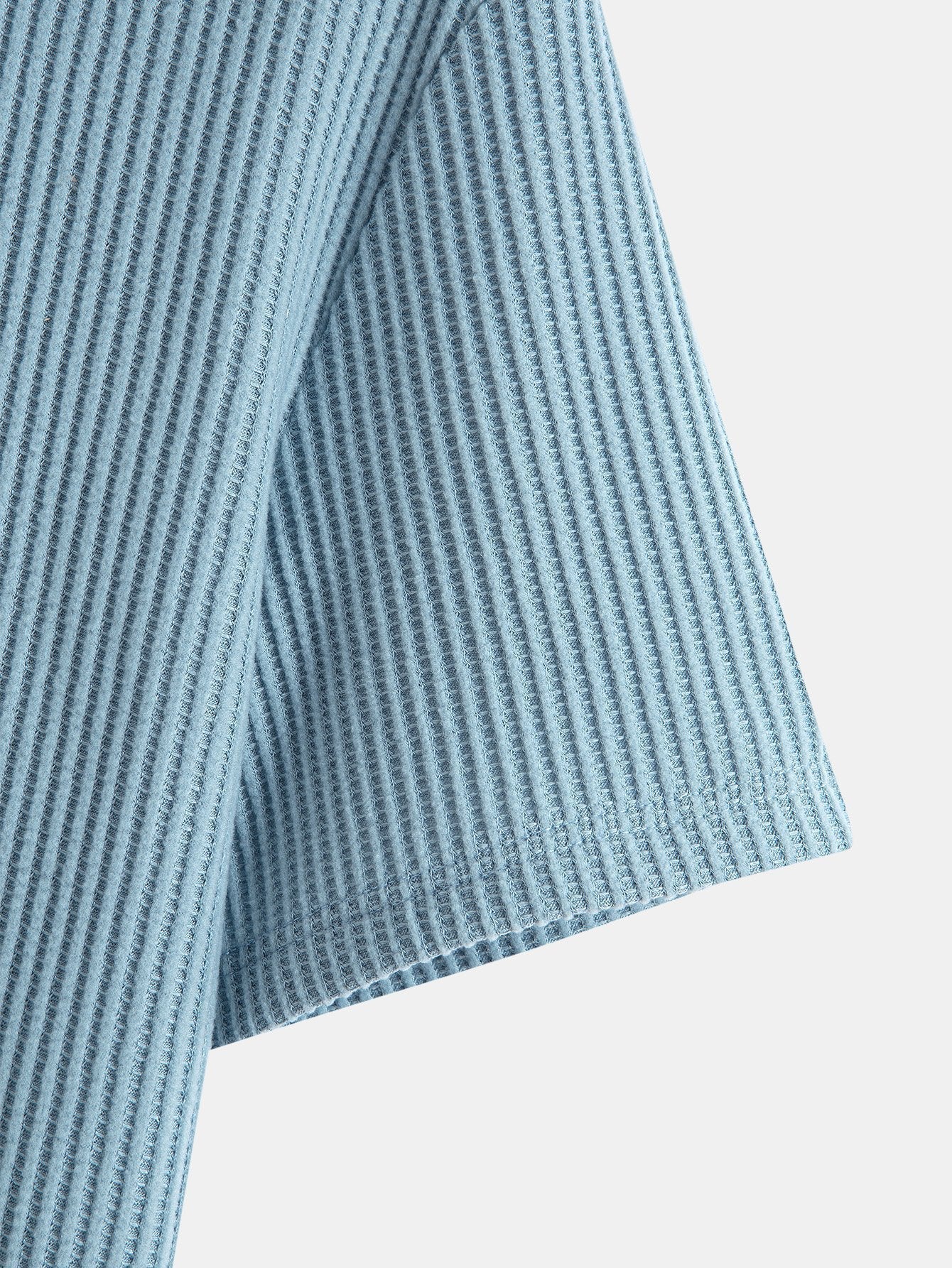 Adalton® | Knitted Waffle Arc Hem Hooded T-Shirt & Drawstring Waffle Shorts