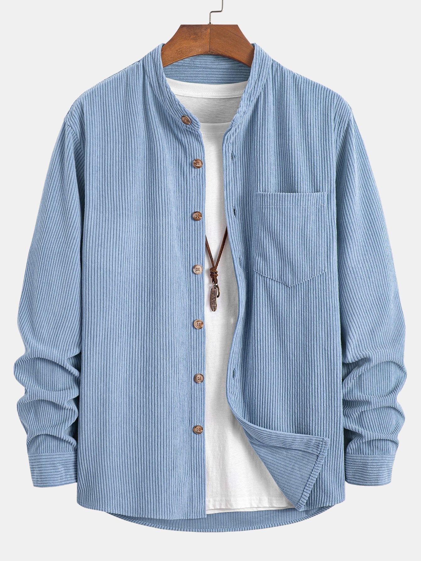 Adriano® | Corduroy Stand Collar Shirt