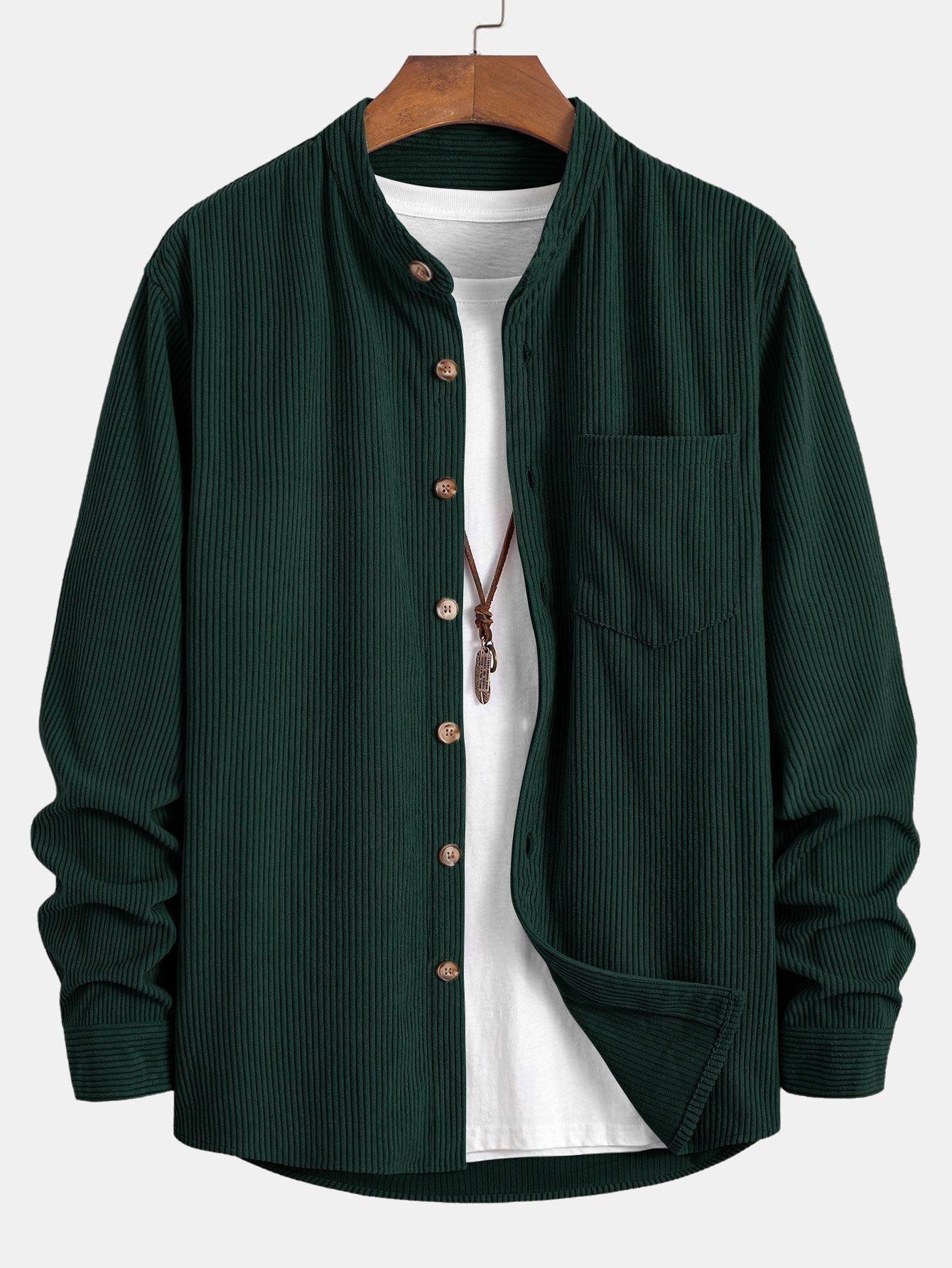 Adriano® | Corduroy Stand Collar Shirt
