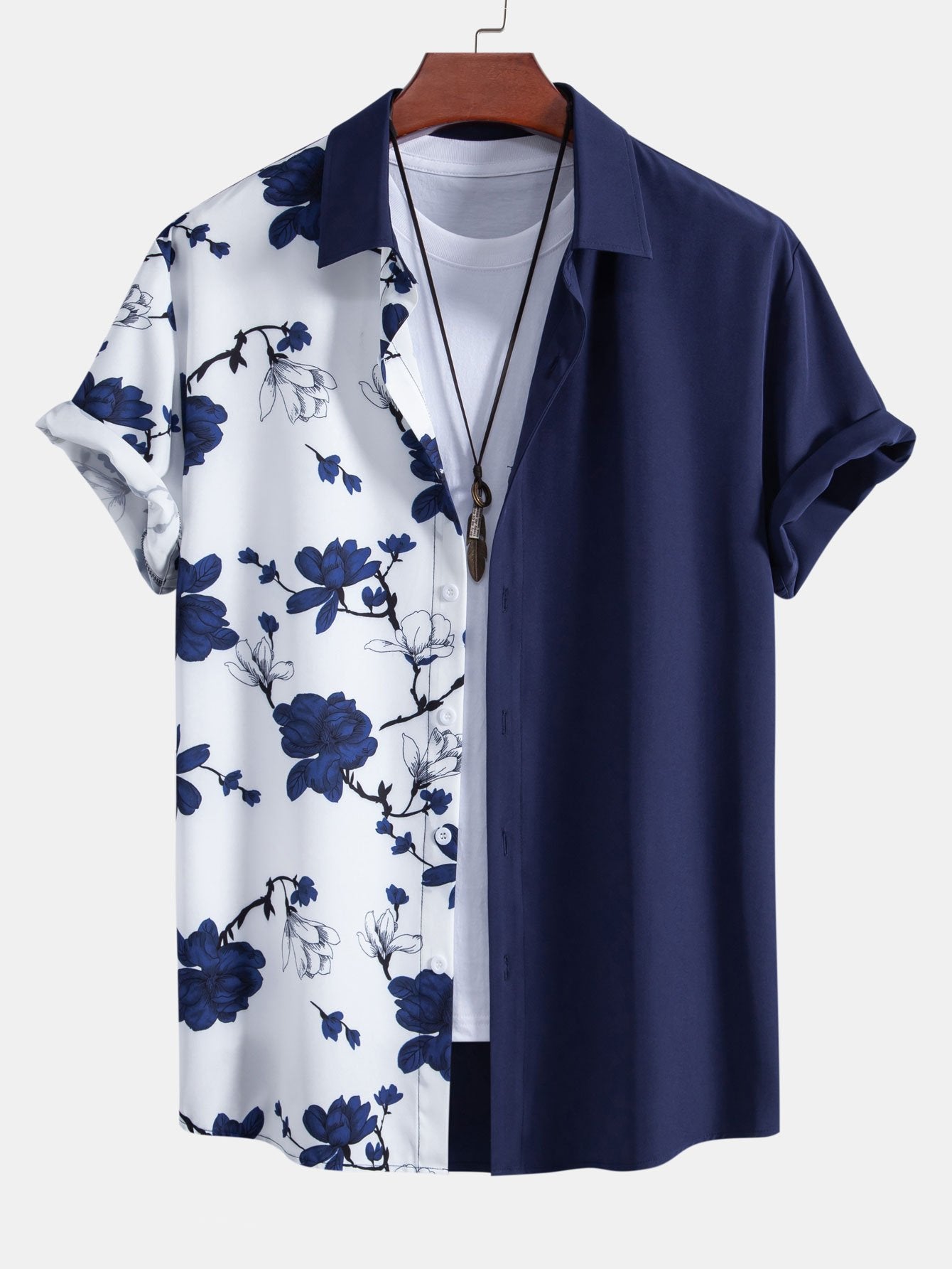 Aurelio® | Floral Patchwork Print Button Up Shirt
