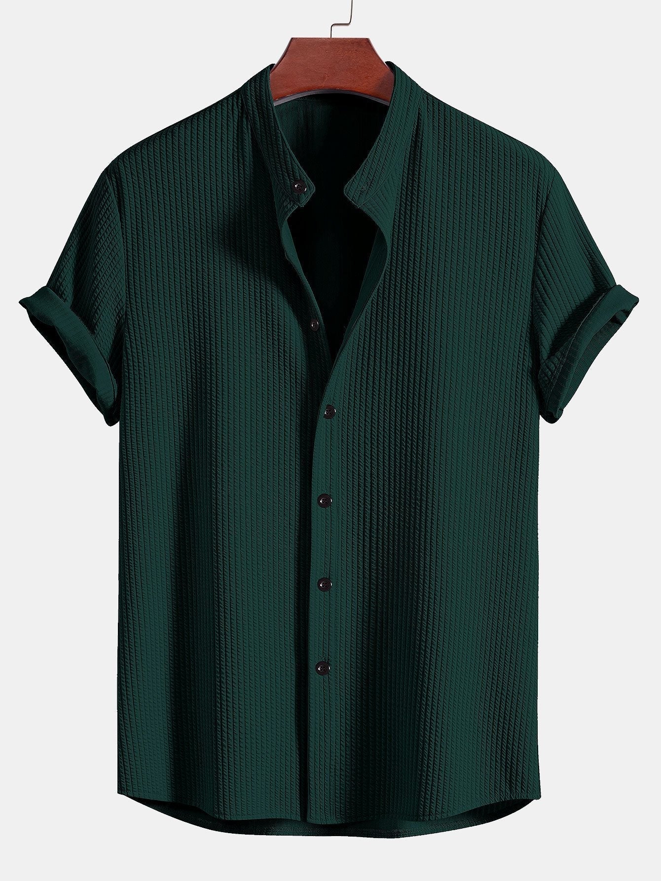 Adalgiso® | Muscle Fit Ribbed Stand Collar Shirt & Shorts