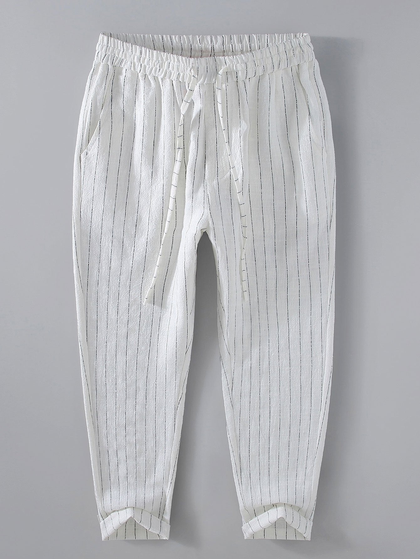 Jacinto® | Striped Linen Cotton Blend Cropped Pants