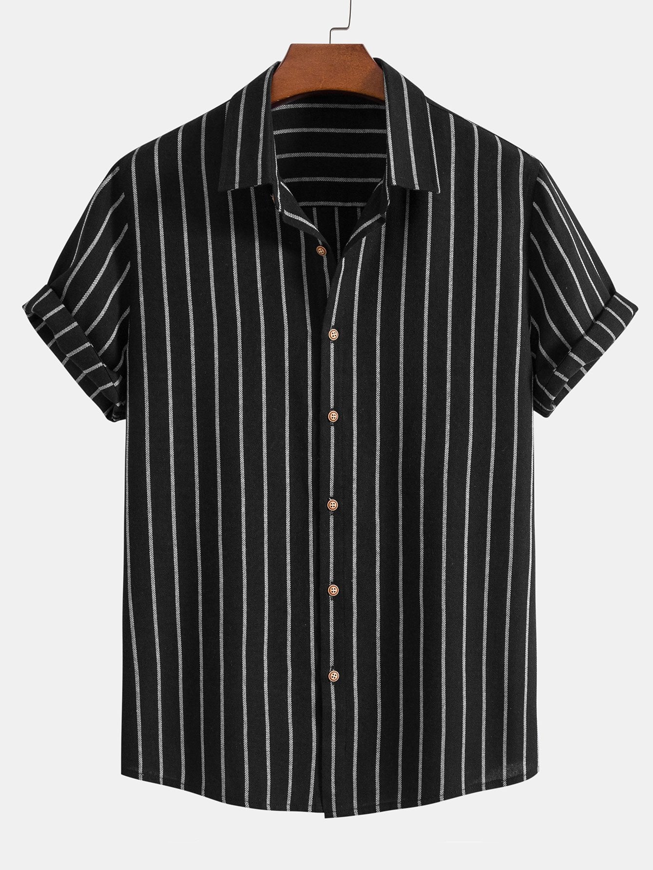 Adelphius® | Cotton Blend Striped Button Up Shirt & Linen Drawstring Shorts