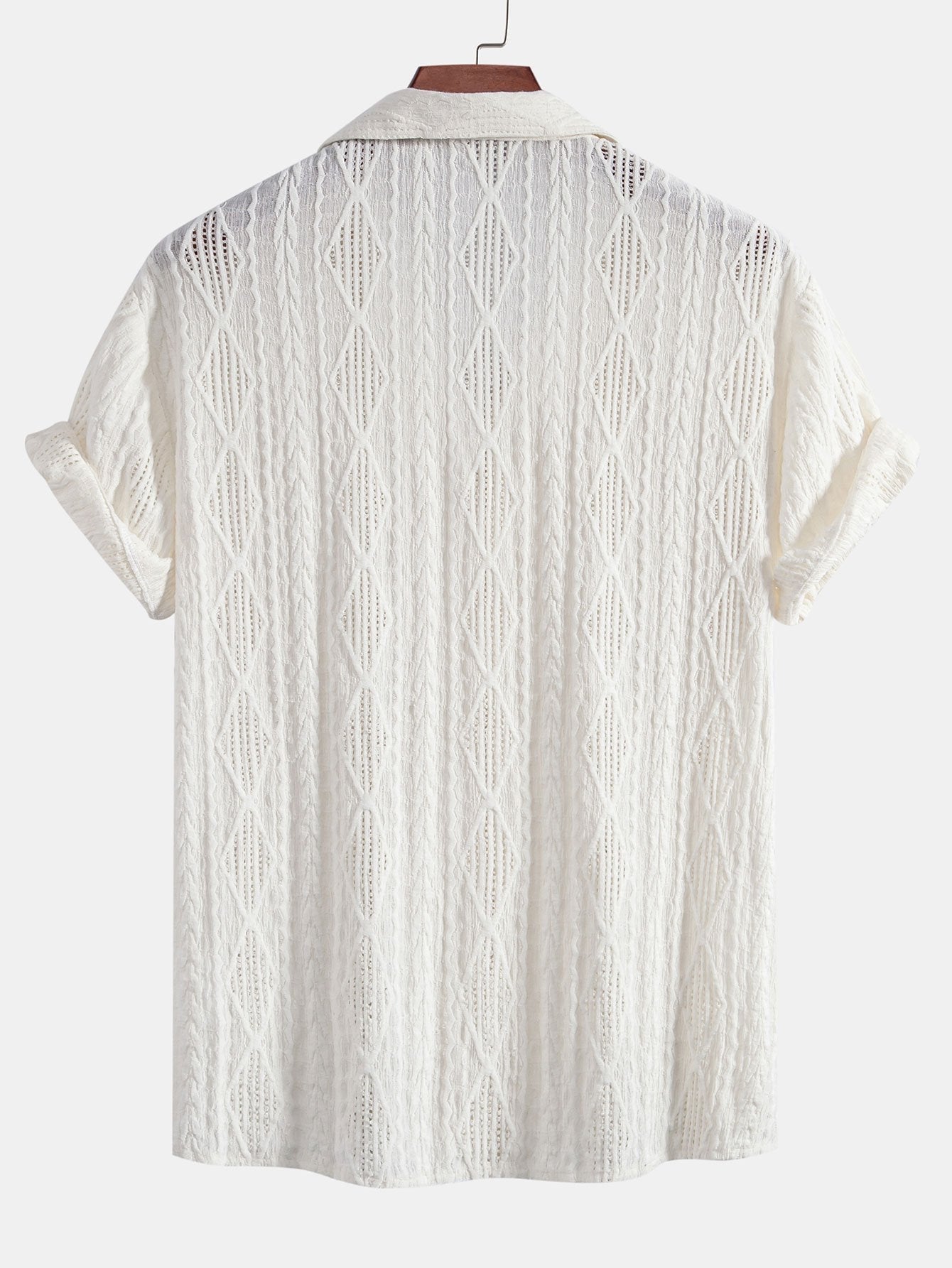 Adelin® | Geometric Jacquard Cuban Shirt & Linen Drawstring Shorts