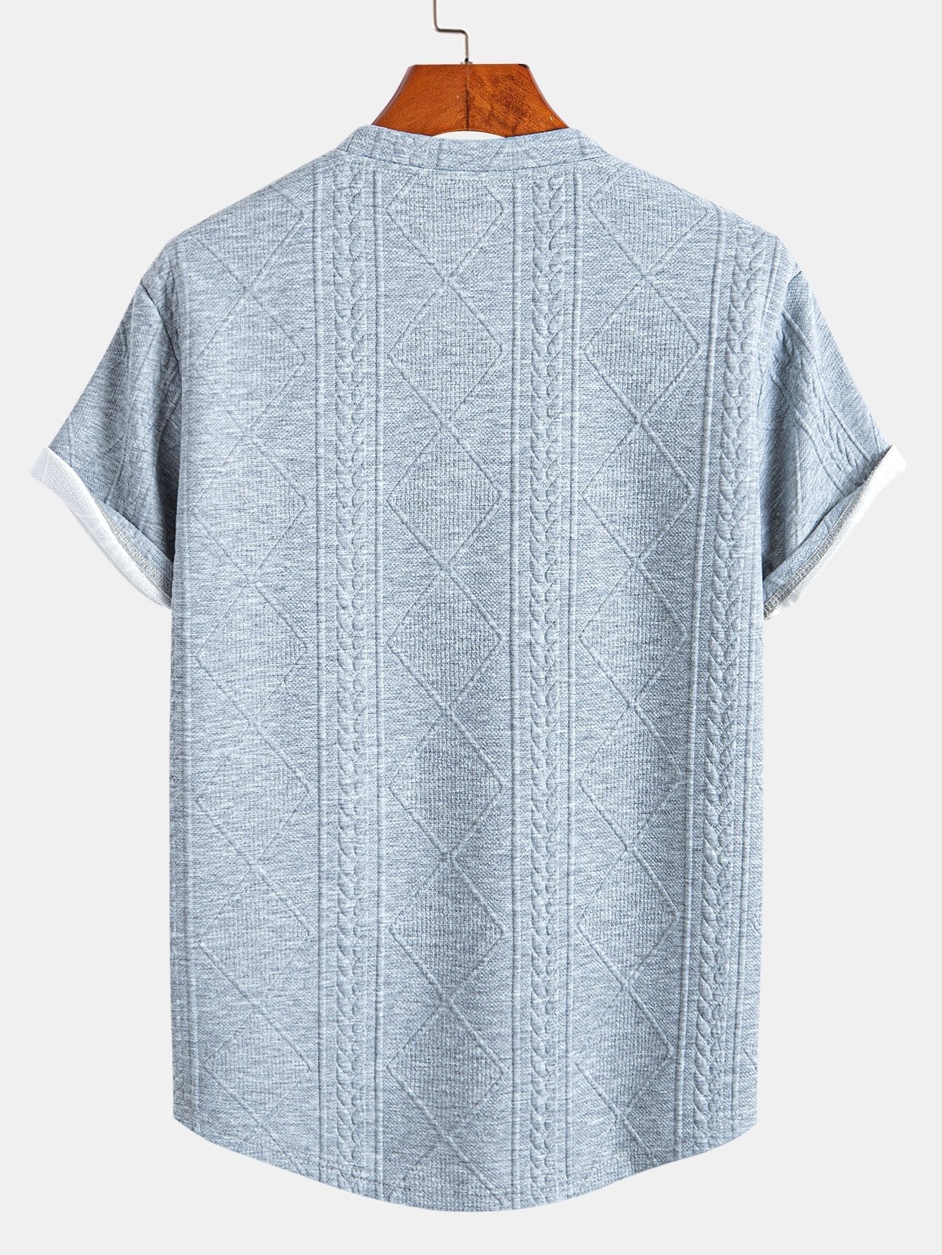 Andrés® | Short Sleeve Geometric Jacquard Arc Hem T-Shirt & Drawstring Corduroy Cargo Jogger Pants
