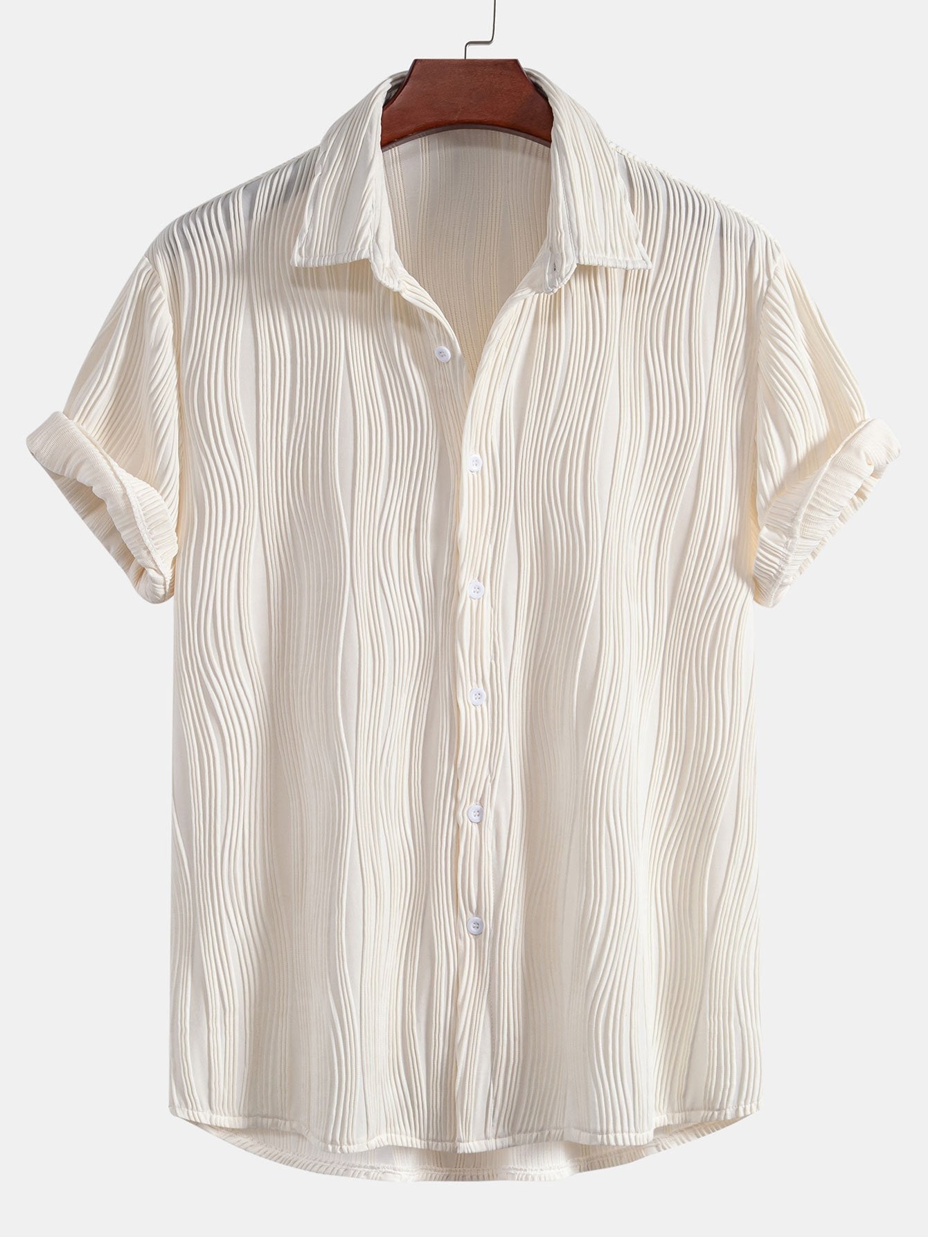 Basilio® | Wave Textured Button Up Shirt & Shorts
