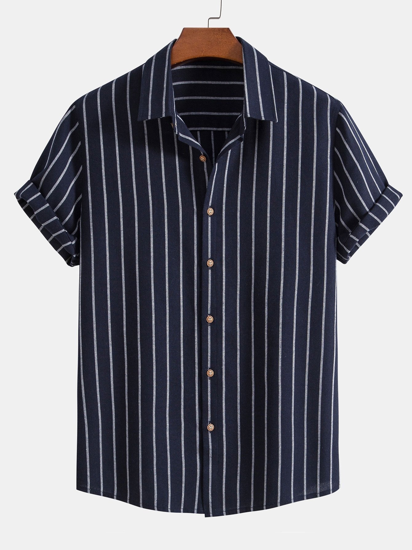 Adelphius® | Cotton Blend Striped Button Up Shirt & Linen Drawstring Shorts