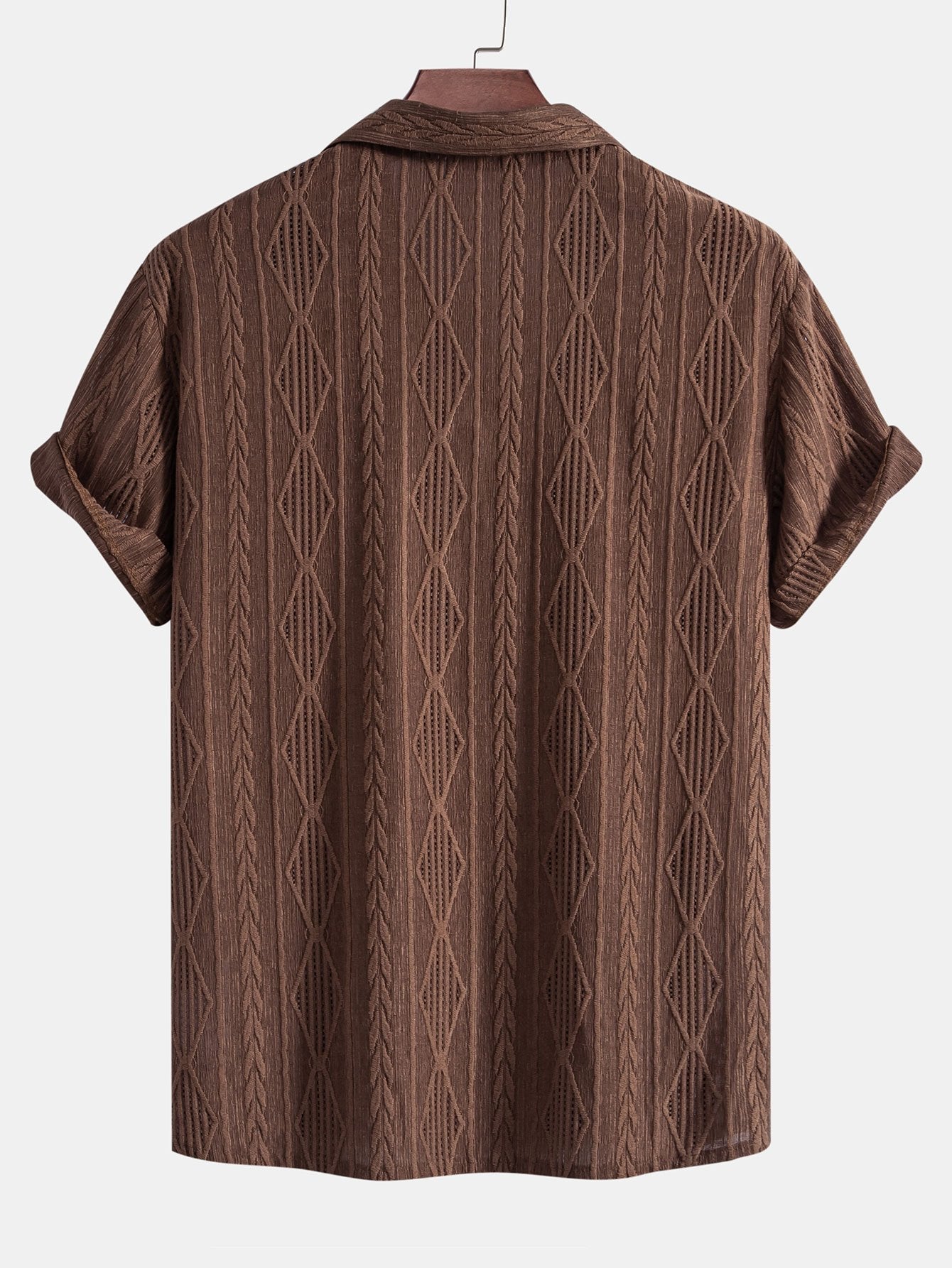 Adelin® | Geometric Jacquard Cuban Shirt & Linen Drawstring Shorts