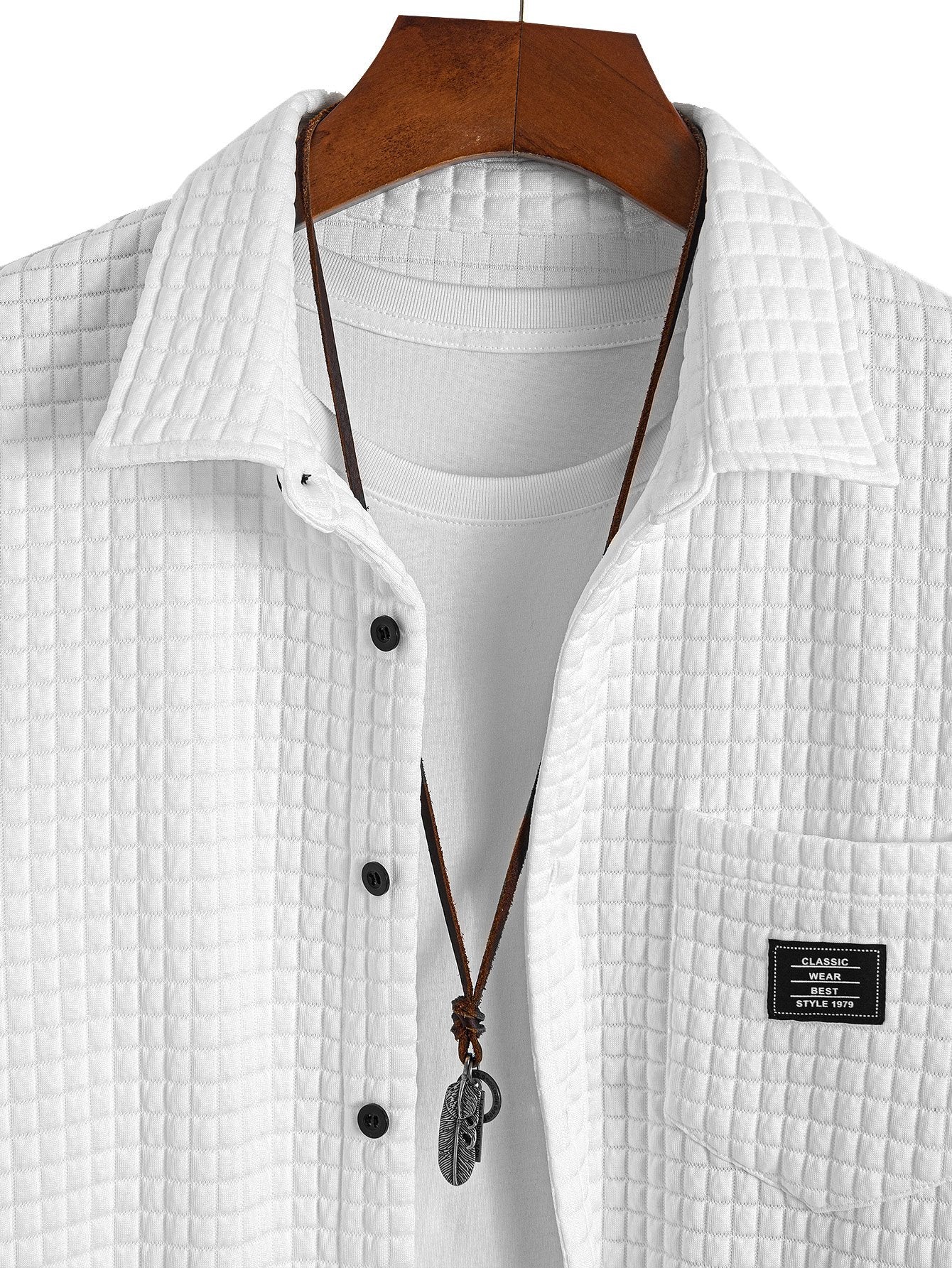 Arturo® | Waffle Button Up Shirt & Drawstring Corduroy Cargo Jogger Pants