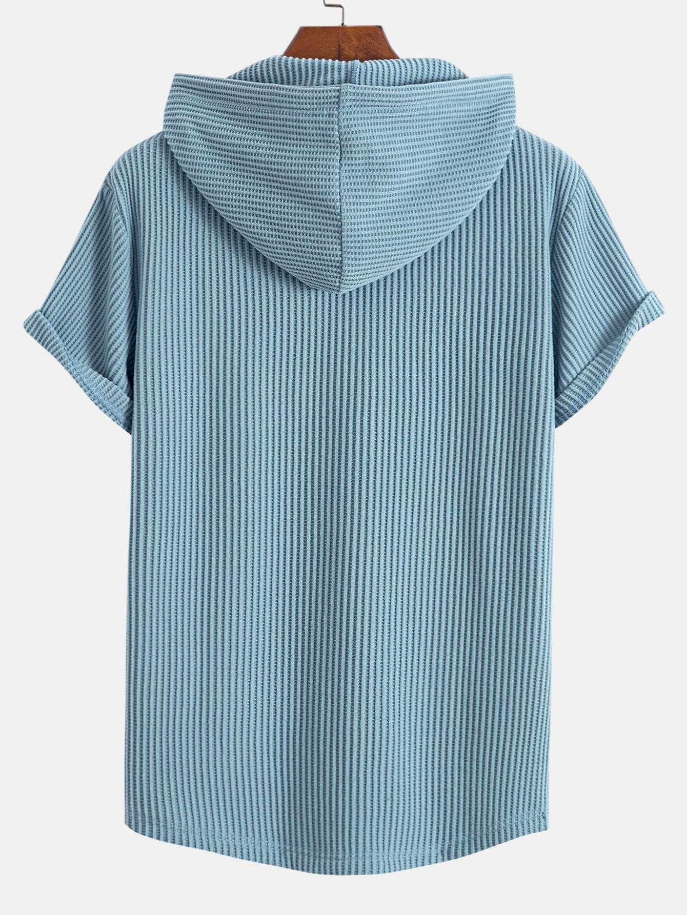 Adalton® | Knitted Waffle Arc Hem Hooded T-Shirt & Drawstring Waffle Shorts
