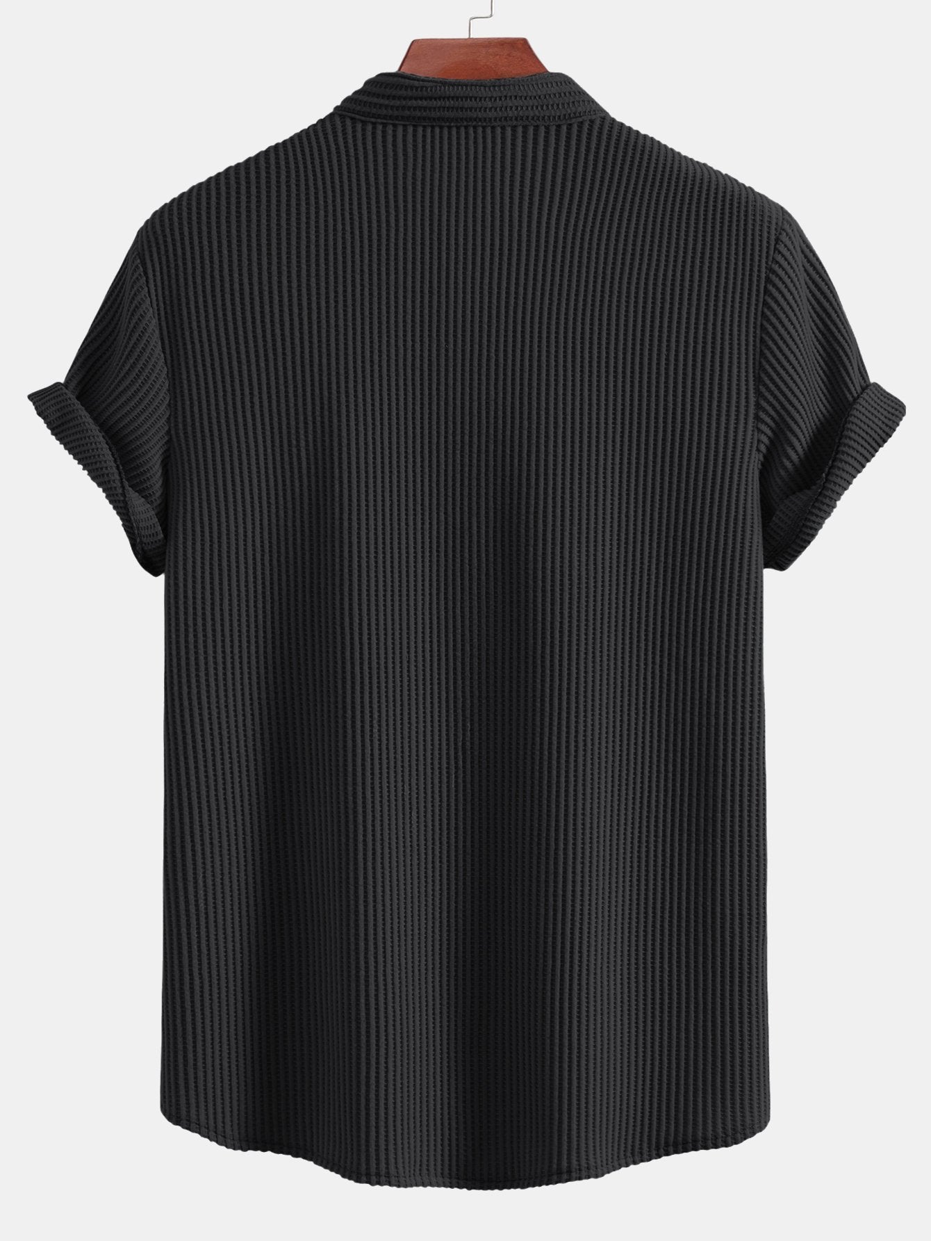 Adelmo® | Waffle Stand Collar Shirt & Drawstring Waffle Shorts