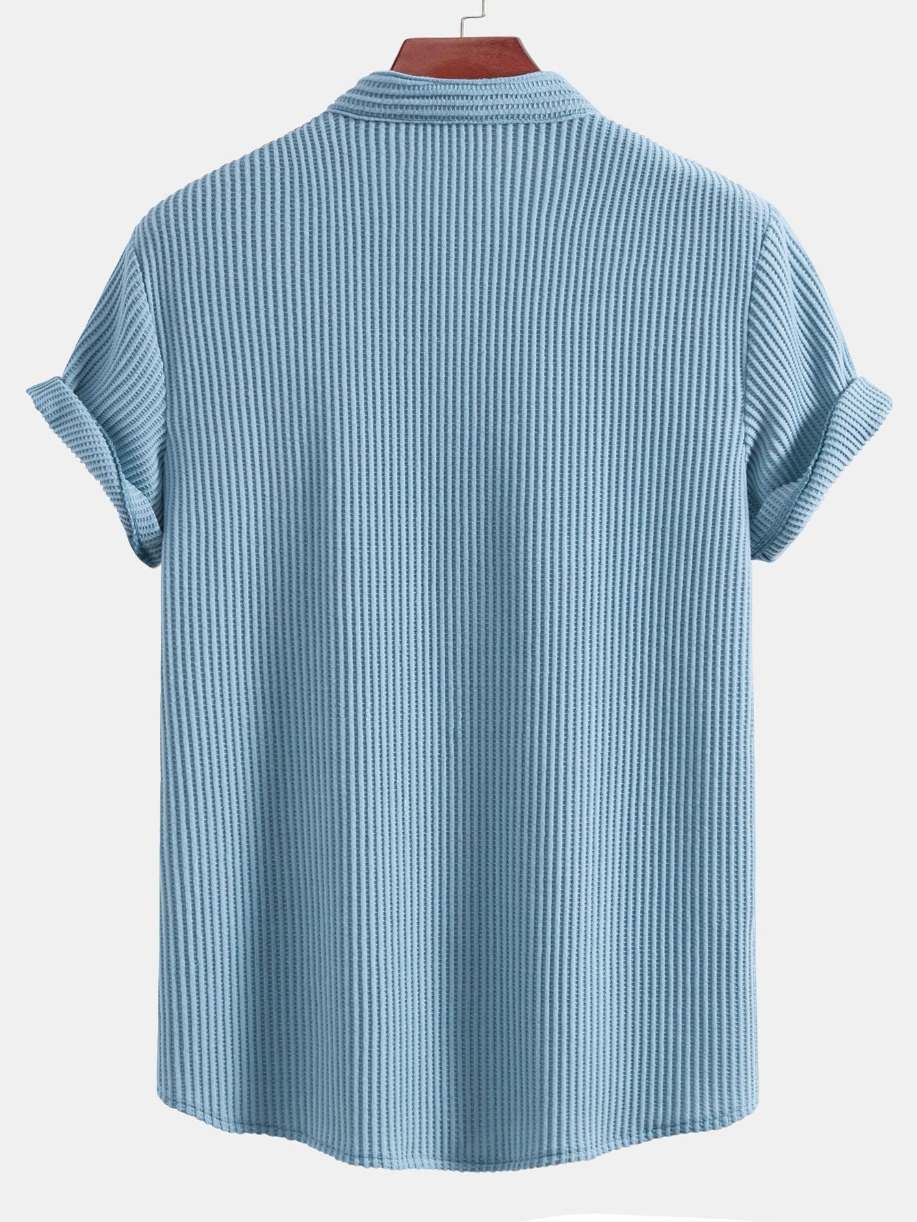 Adelmo® | Waffle Stand Collar Shirt & Drawstring Waffle Shorts