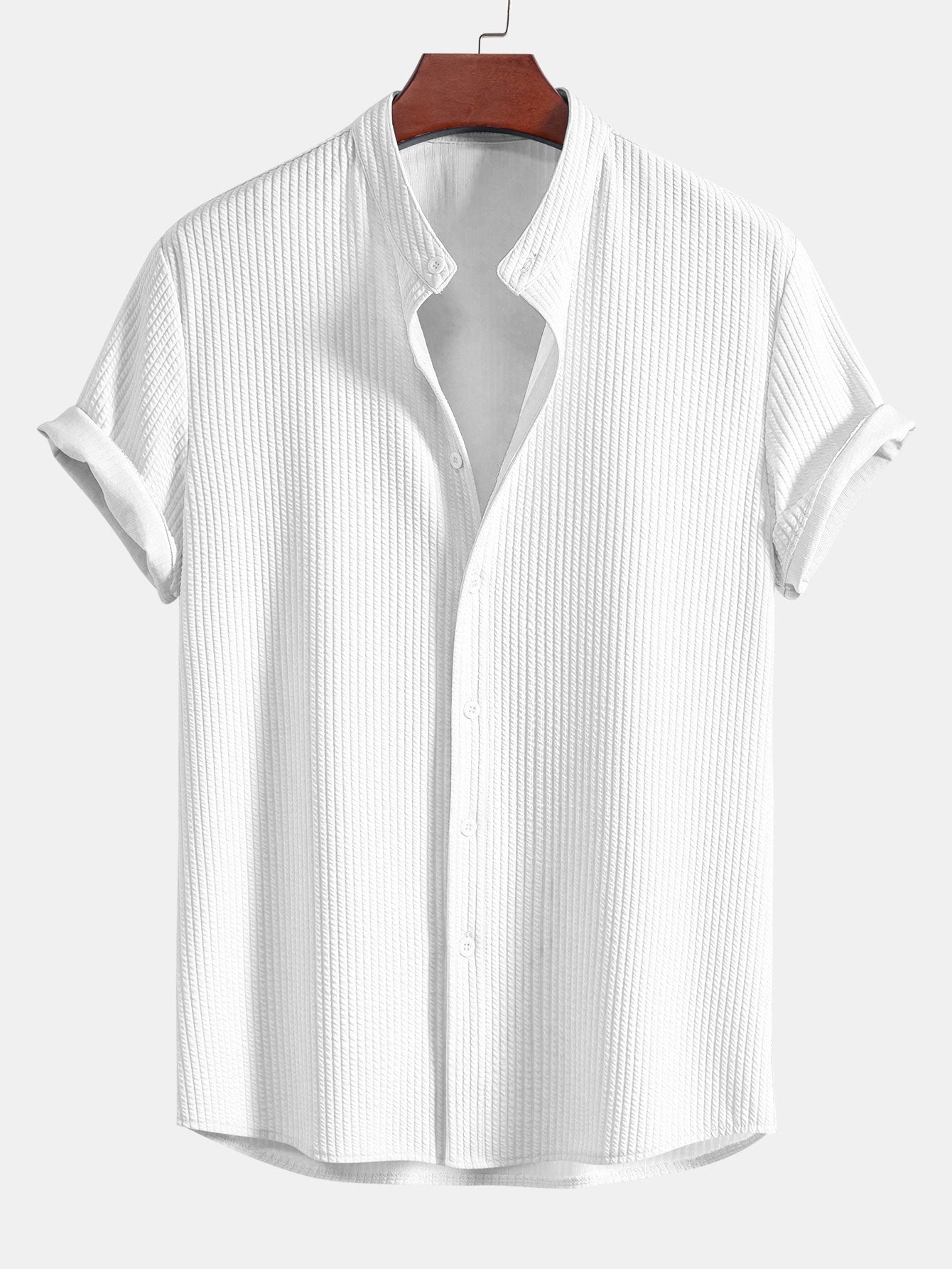 Adalgiso® | Muscle Fit Ribbed Stand Collar Shirt & Shorts