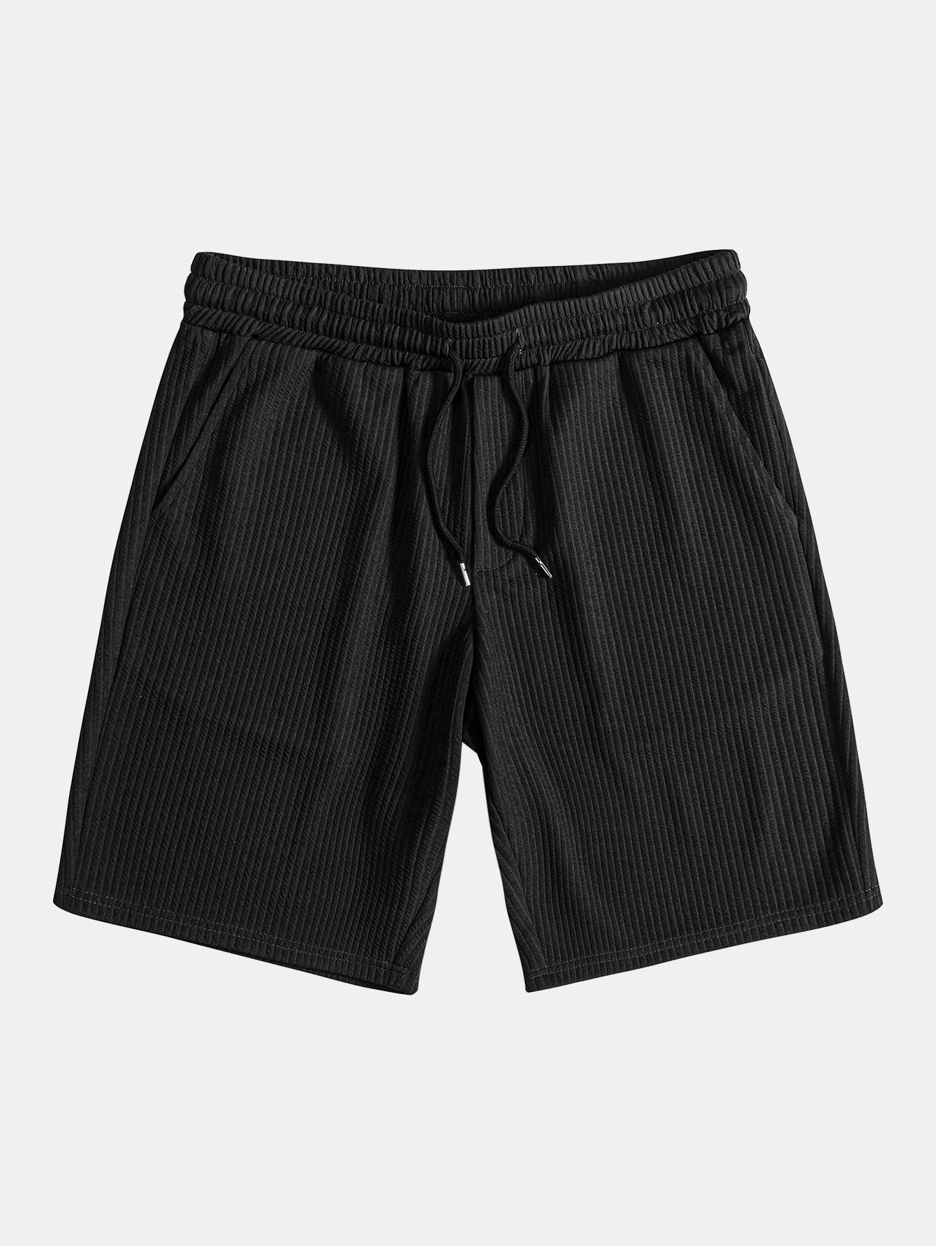 Adalgiso® | Muscle Fit Ribbed Stand Collar Shirt & Shorts