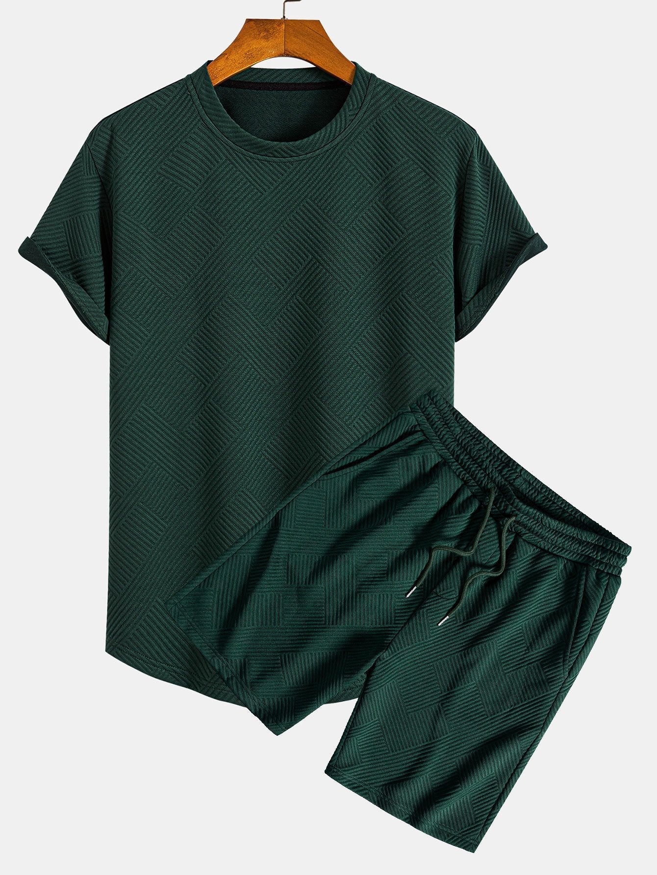 Antenor® | Short Sleeve Stripe Jacquard Arc Hem T-Shirt & Shorts