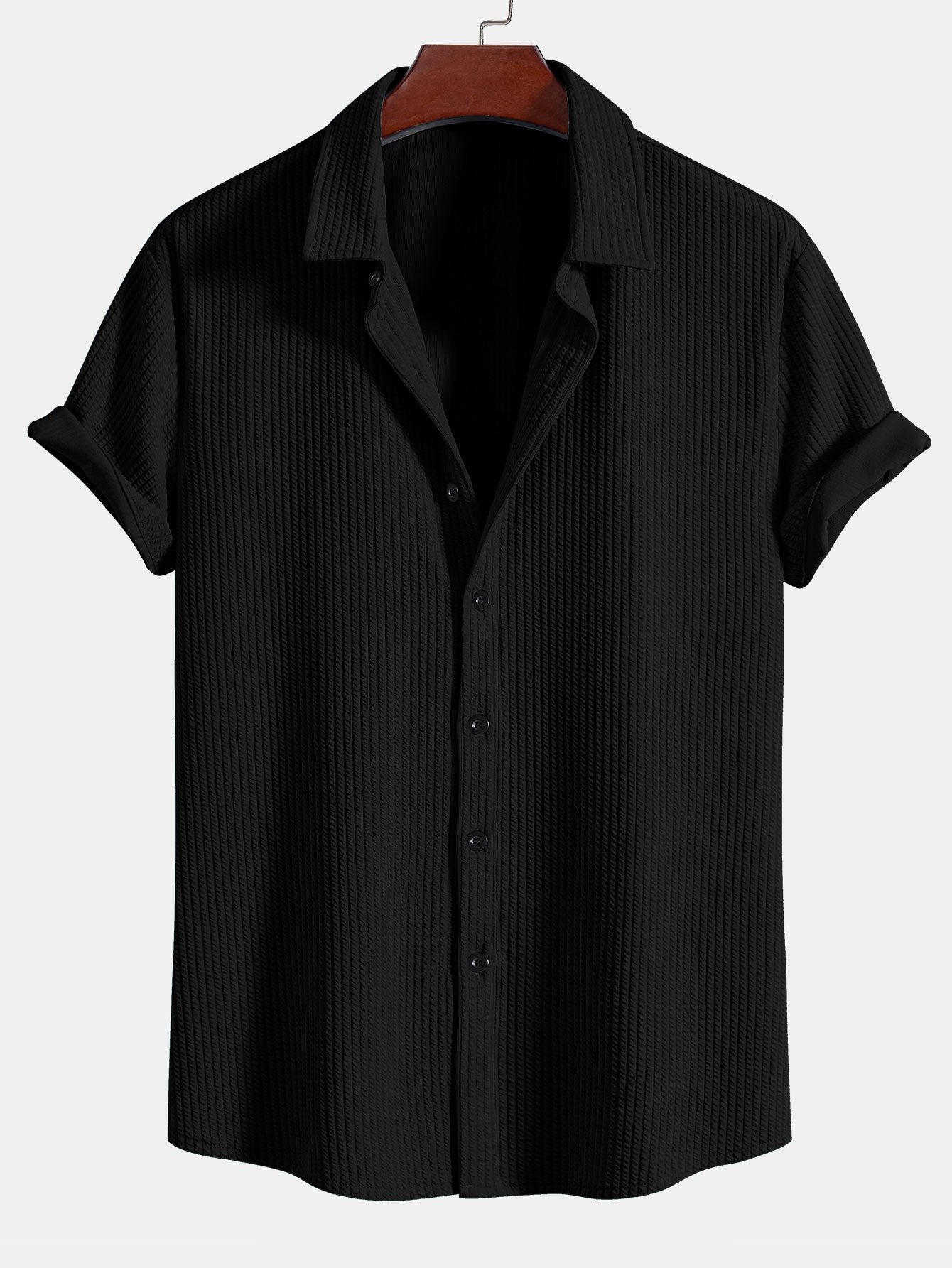 Adalberto® | Muscle Fit Ribbed Button Up Shirt