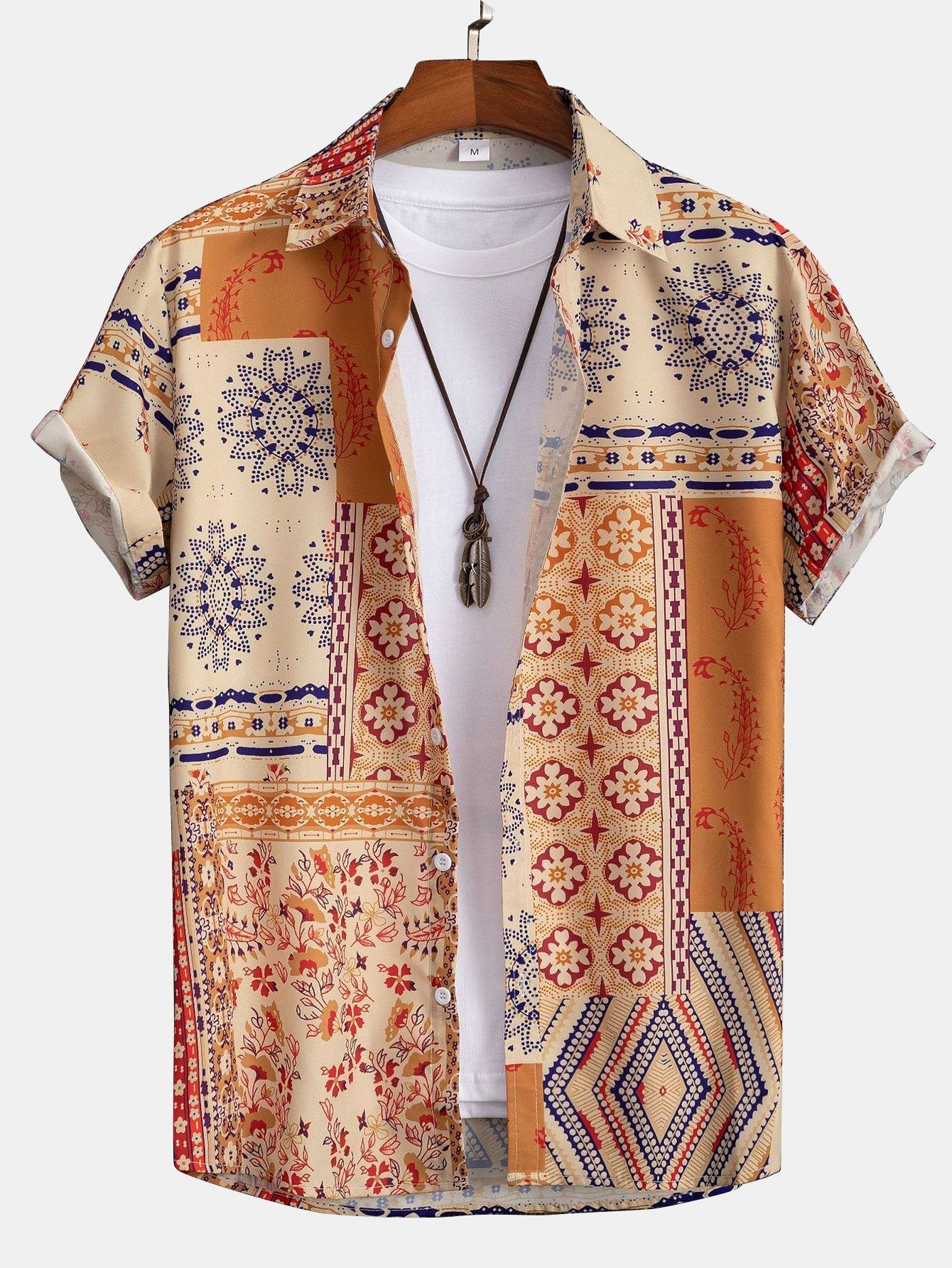 Benito® | Scarf Print Button Up Shirt Random Pattern Design