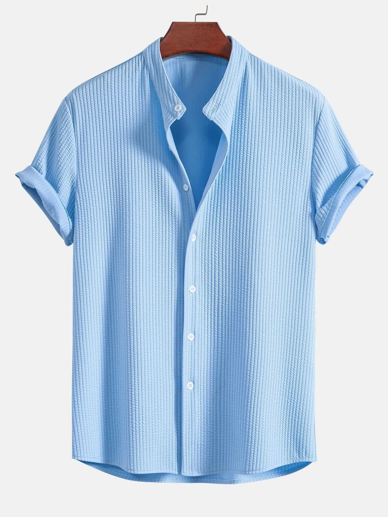 Adalgiso® | Muscle Fit Ribbed Stand Collar Shirt & Shorts