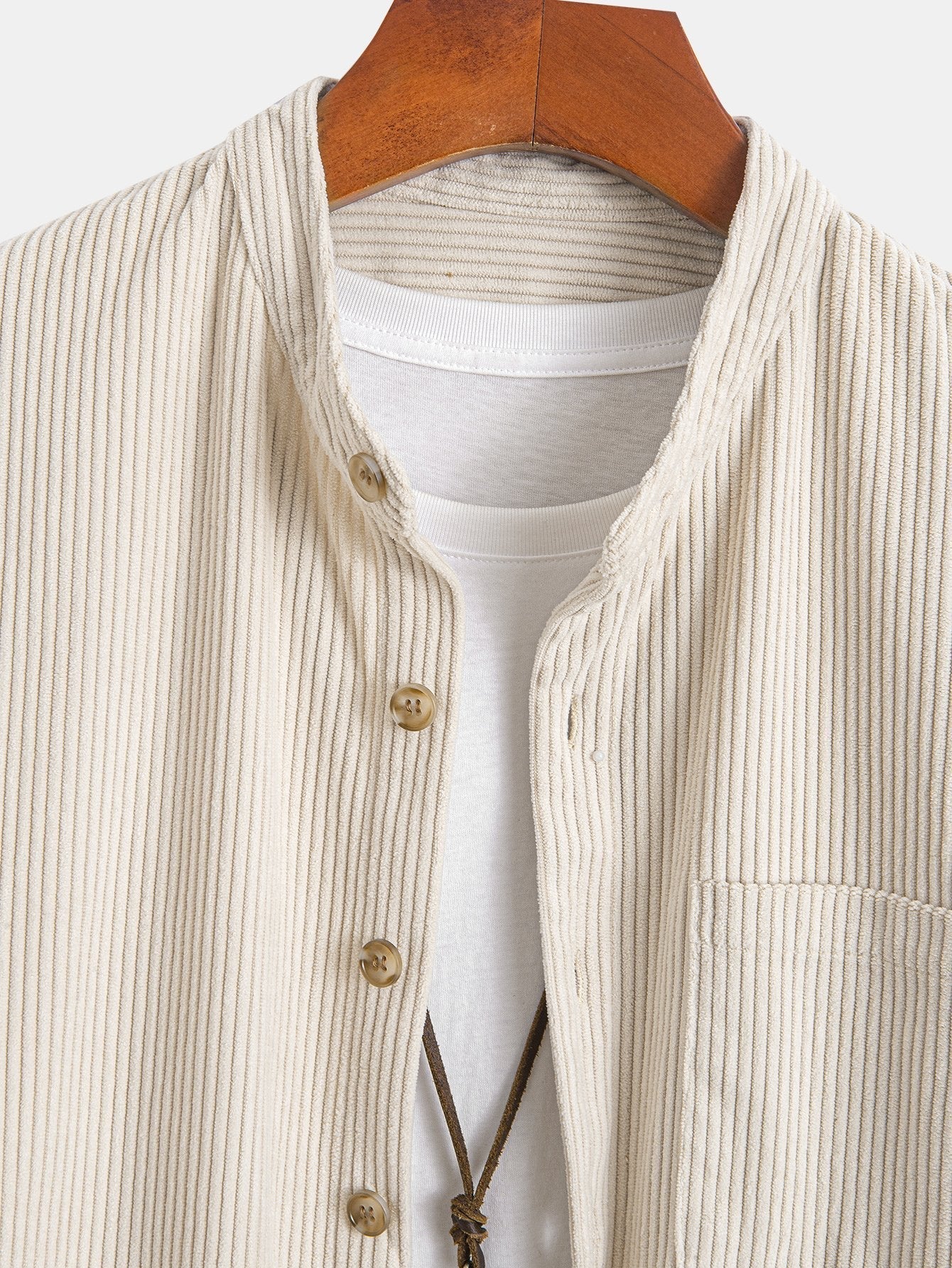 Adriano® | Corduroy Stand Collar Shirt