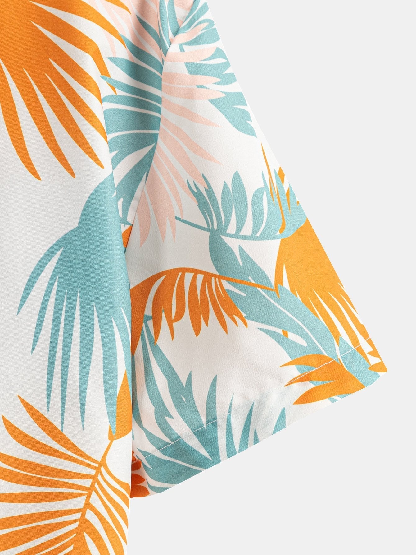 Adrastos® | Leaf Print Button Up Shirt & Man Mid Length Drawstring Swim Shorts