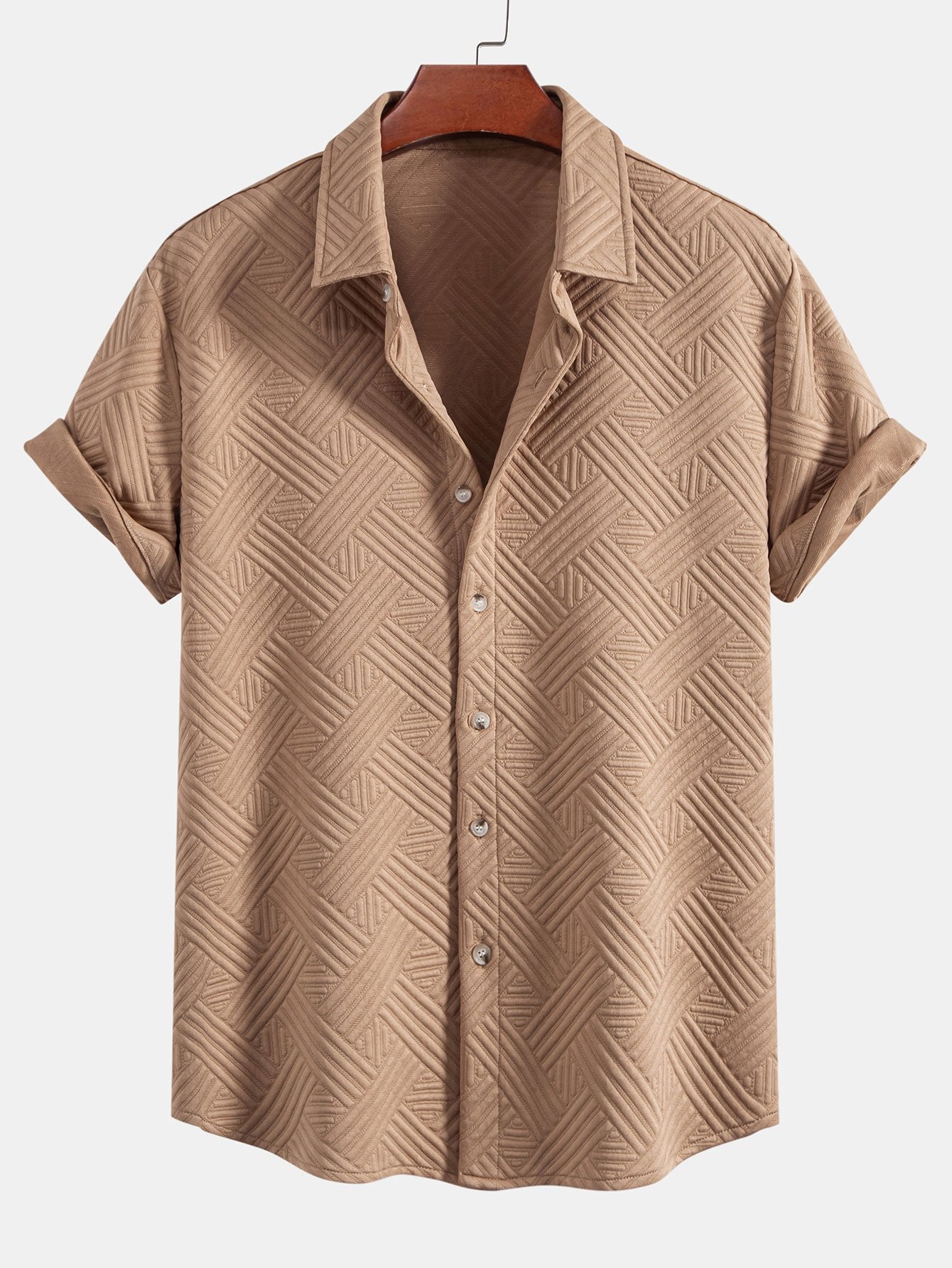 Apolinar® | Texture Jacquard Button Up Shirt & Shorts
