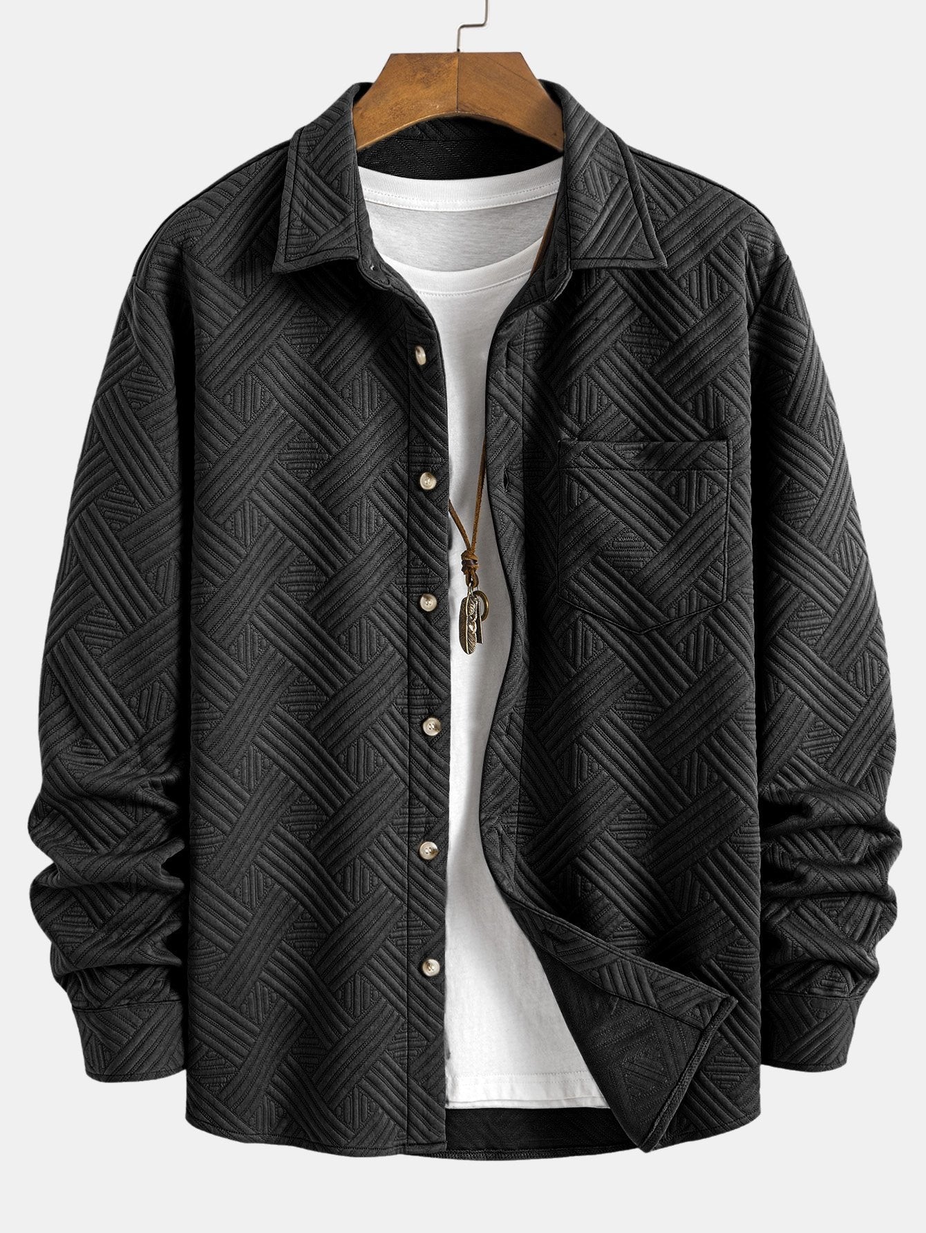 Amadeo® | Striped Jacquard Button Up Shirt