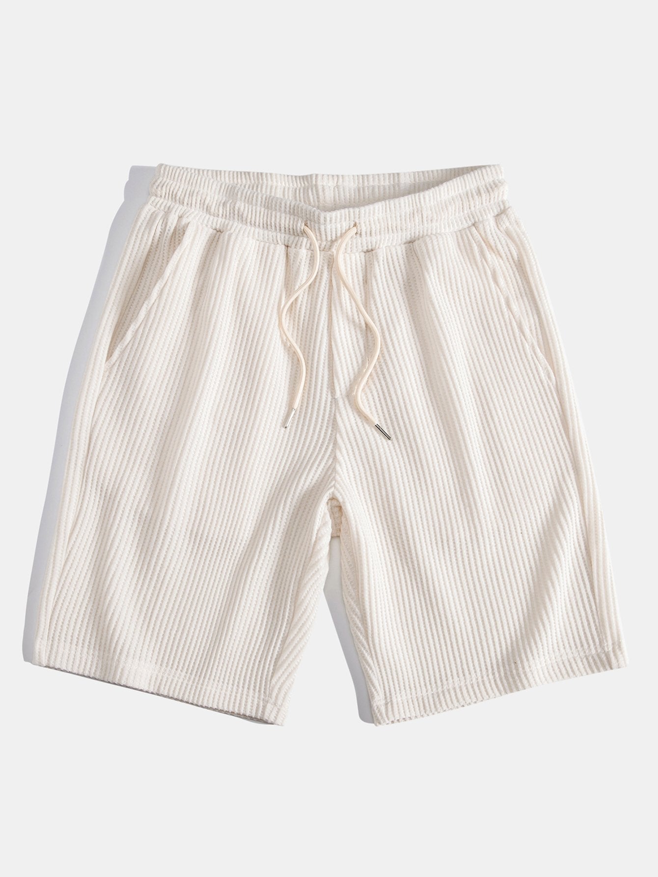 Adalton® | Knitted Waffle Arc Hem Hooded T-Shirt & Drawstring Waffle Shorts