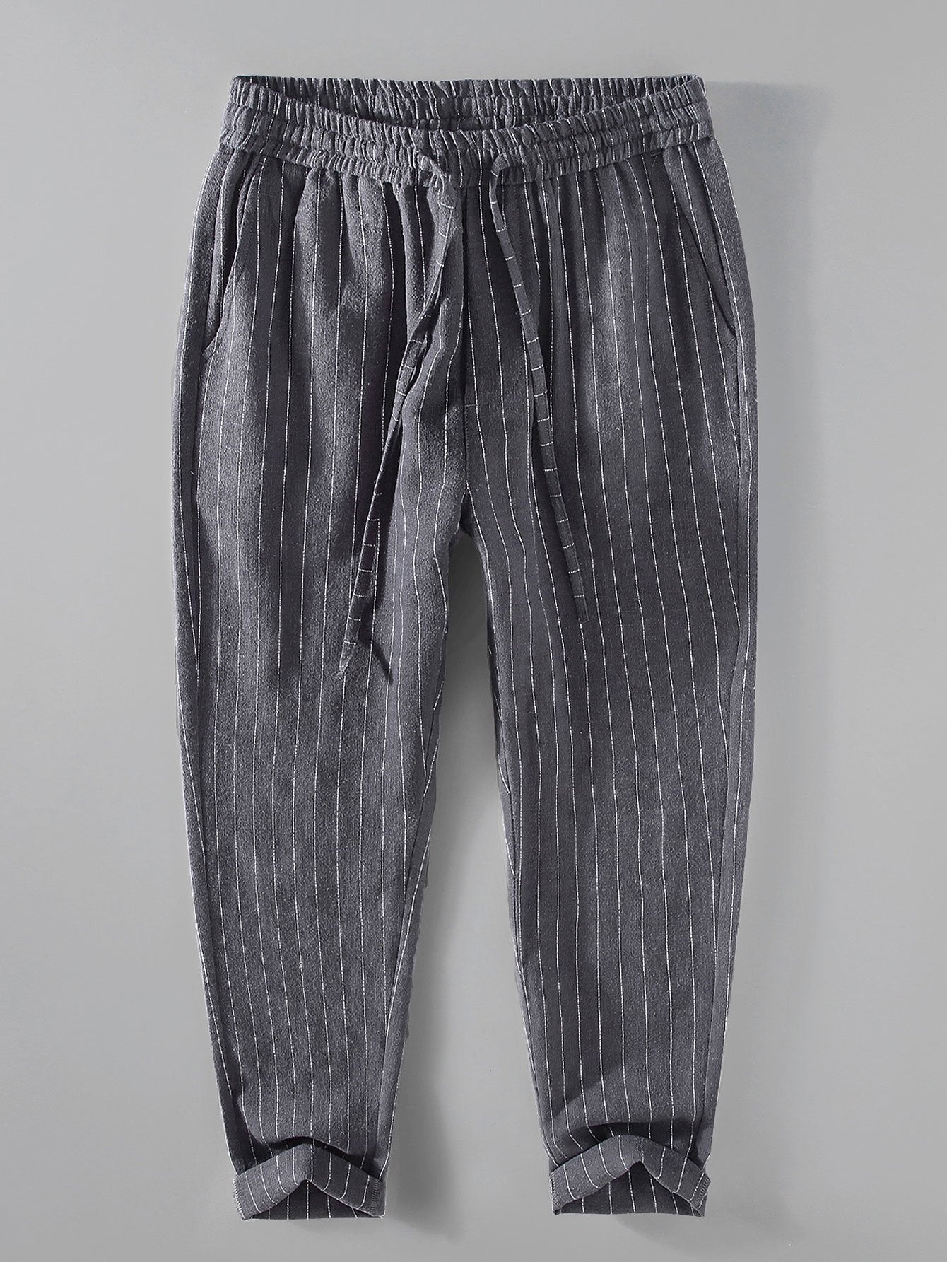 Jacinto® | Striped Linen Cotton Blend Cropped Pants