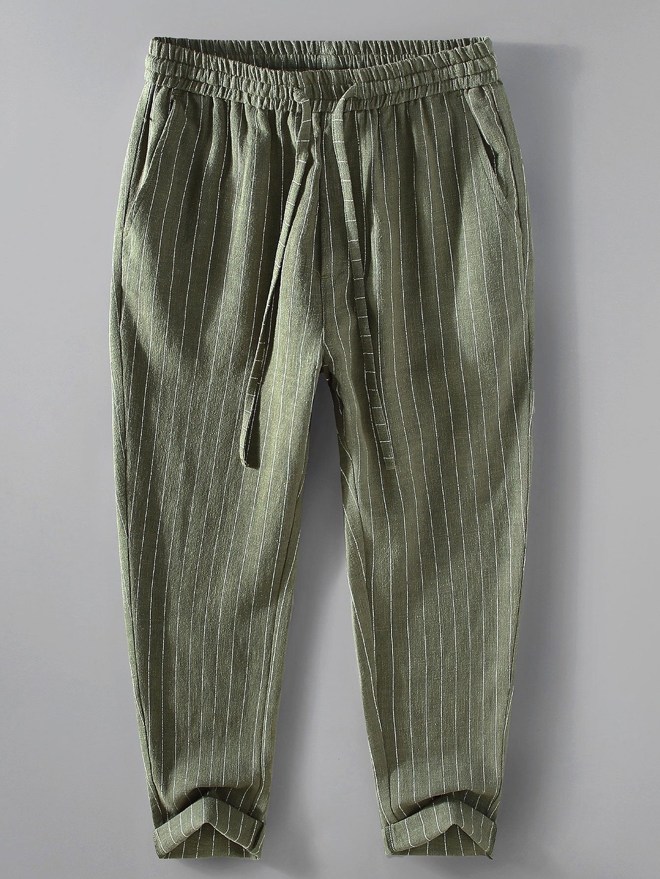 Jacinto® | Striped Linen Cotton Blend Cropped Pants