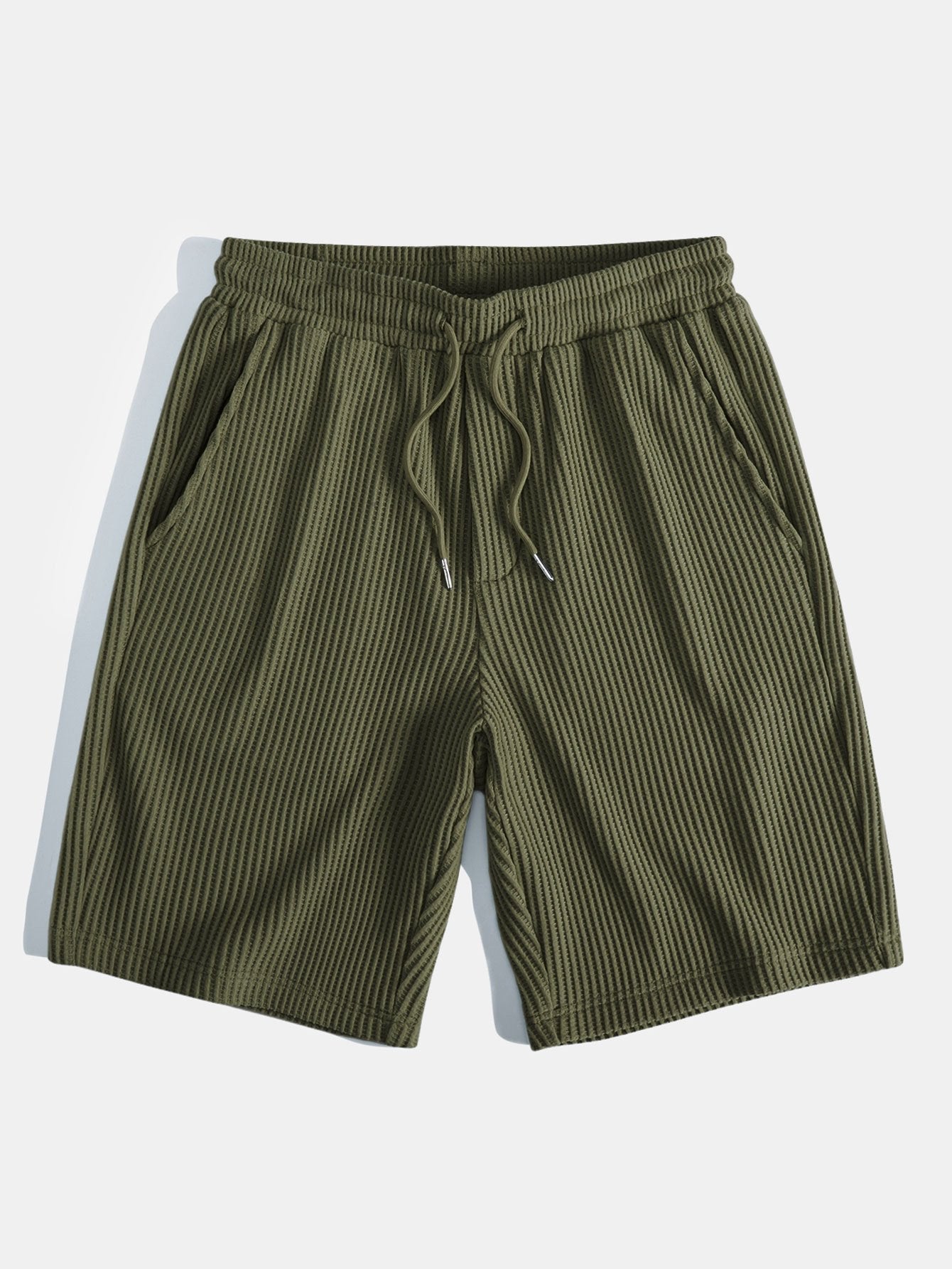 Adalton® | Knitted Waffle Arc Hem Hooded T-Shirt & Drawstring Waffle Shorts