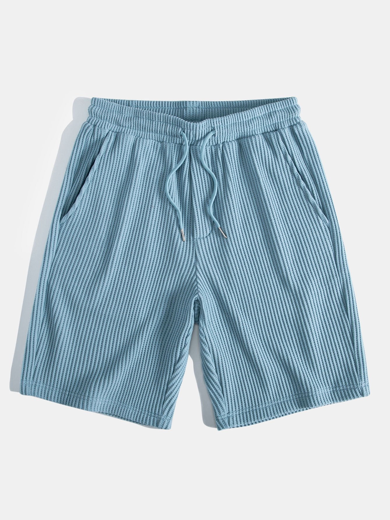 Adalton® | Knitted Waffle Arc Hem Hooded T-Shirt & Drawstring Waffle Shorts