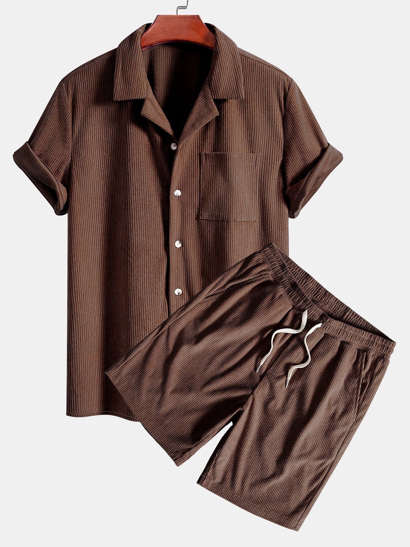 Adalrich® | Short Sleeve Corduroy Cuban Shirt & Shorts