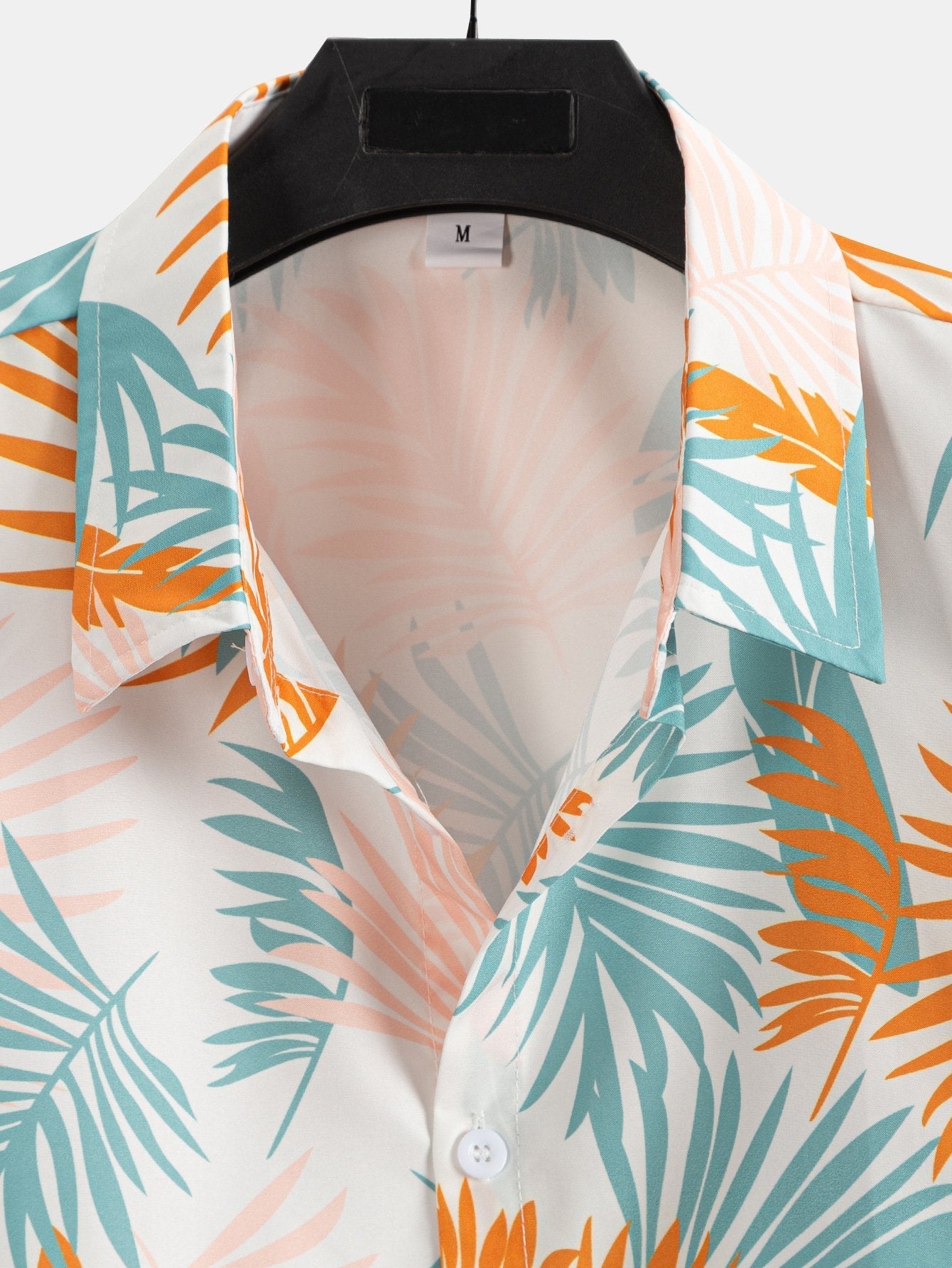 Adrastos® | Leaf Print Button Up Shirt & Man Mid Length Drawstring Swim Shorts