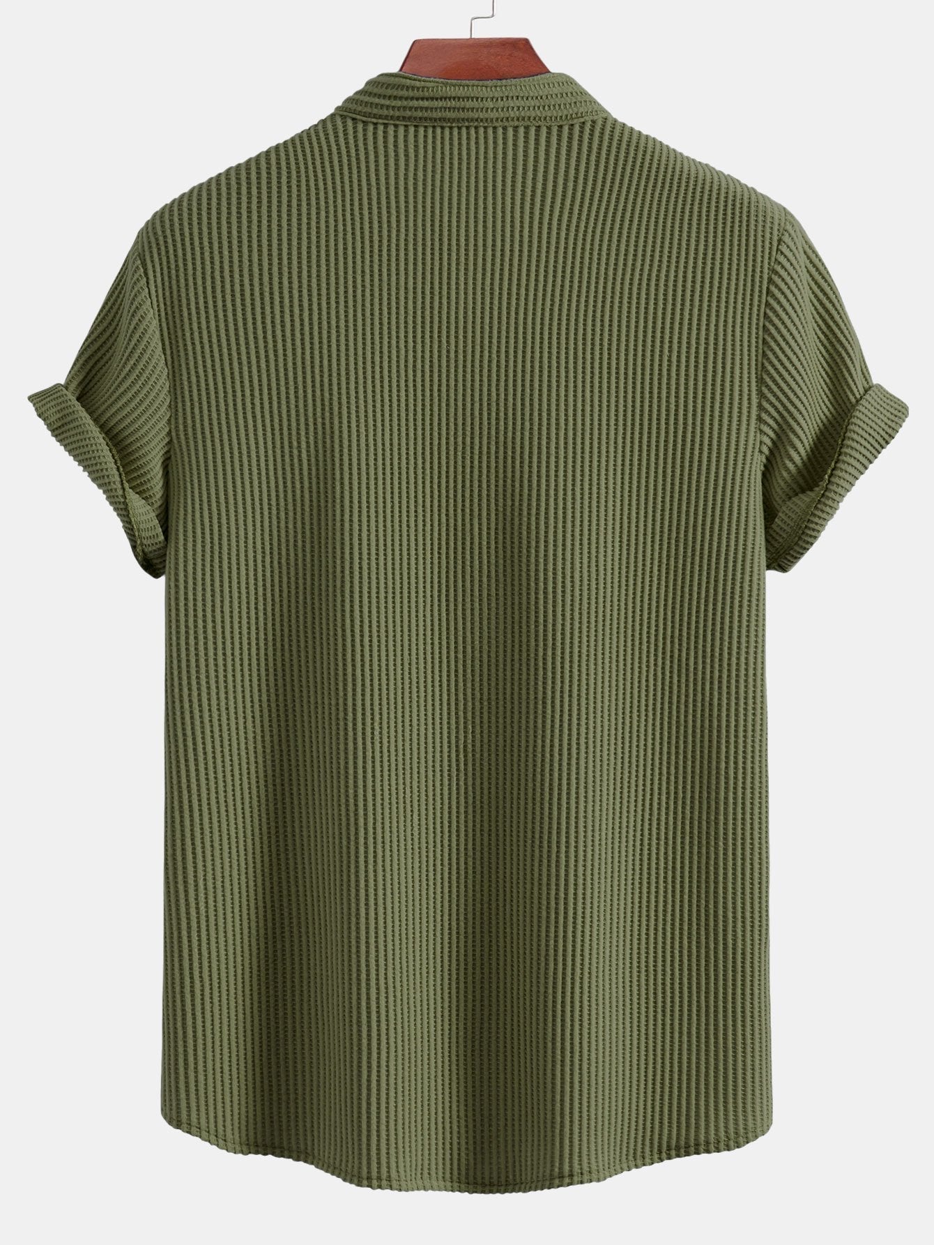 Adelmo® | Waffle Stand Collar Shirt & Drawstring Waffle Shorts