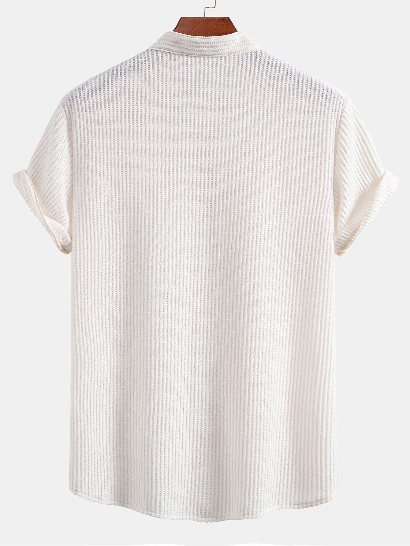 Adelmo® | Waffle Stand Collar Shirt & Drawstring Waffle Shorts