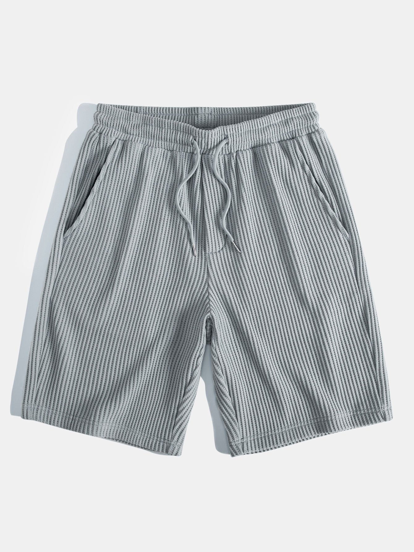 Adalton® | Knitted Waffle Arc Hem Hooded T-Shirt & Drawstring Waffle Shorts