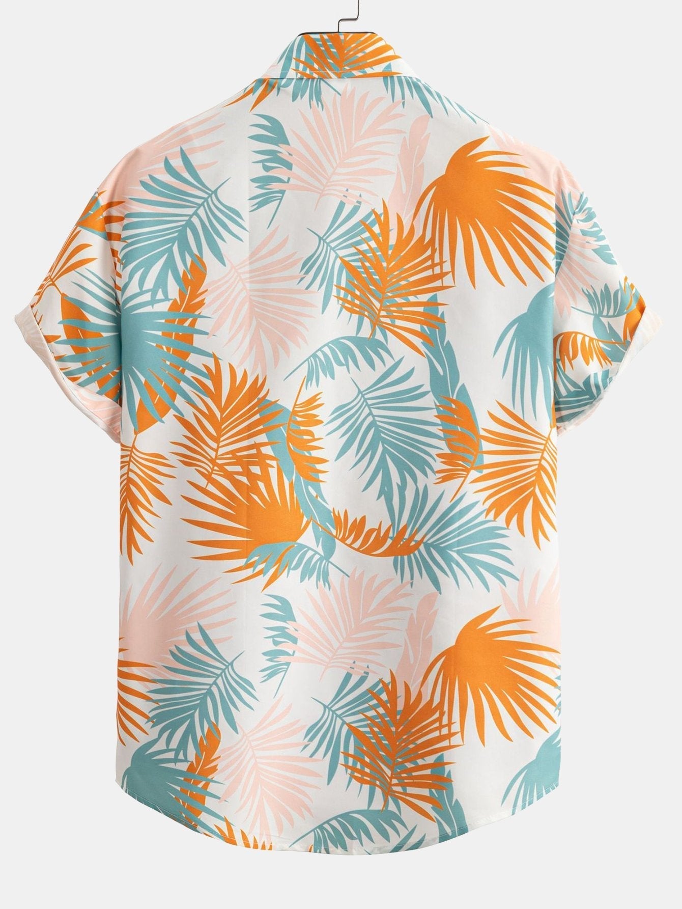 Adrastos® | Leaf Print Button Up Shirt & Man Mid Length Drawstring Swim Shorts