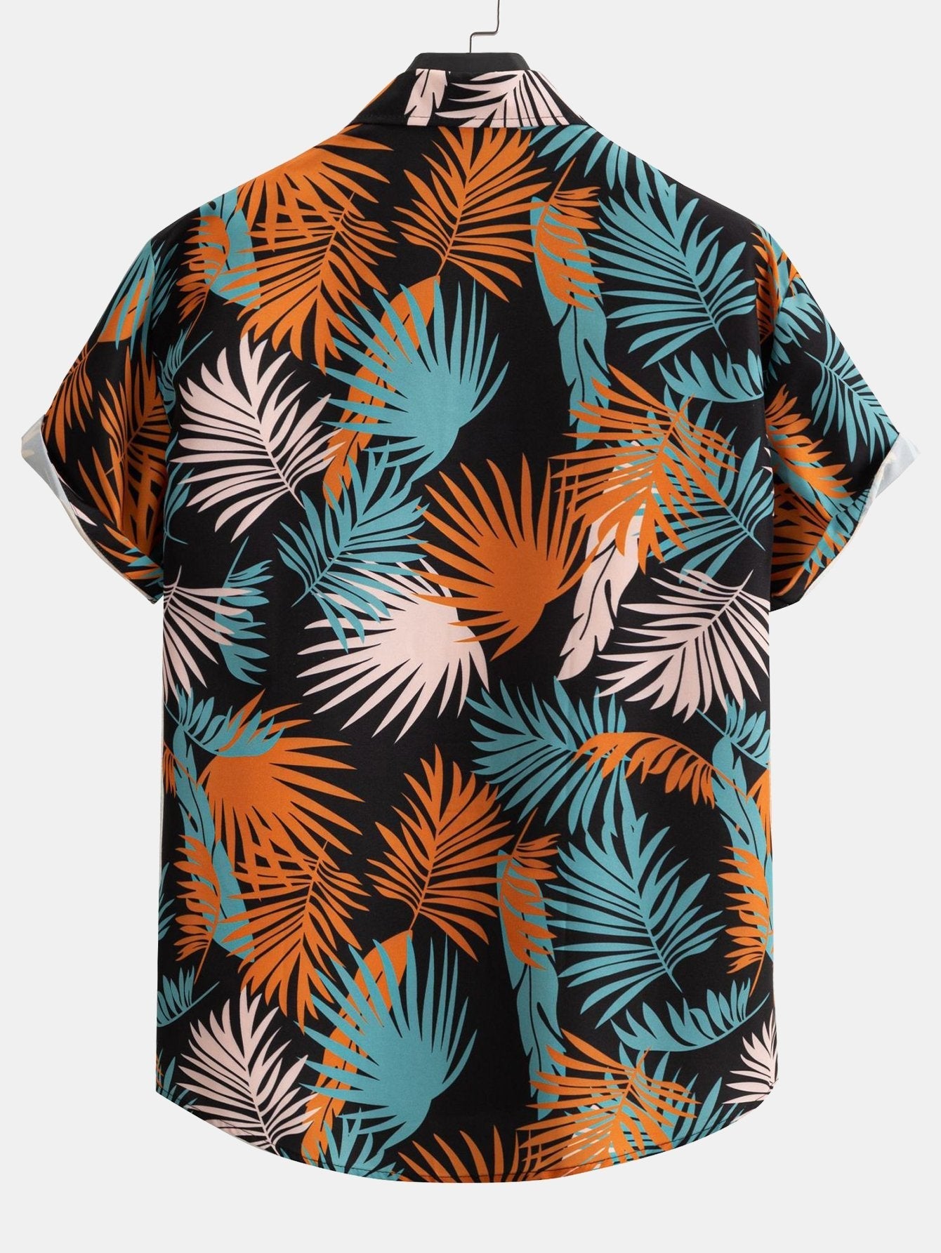 Adrastos® | Leaf Print Button Up Shirt & Man Mid Length Drawstring Swim Shorts