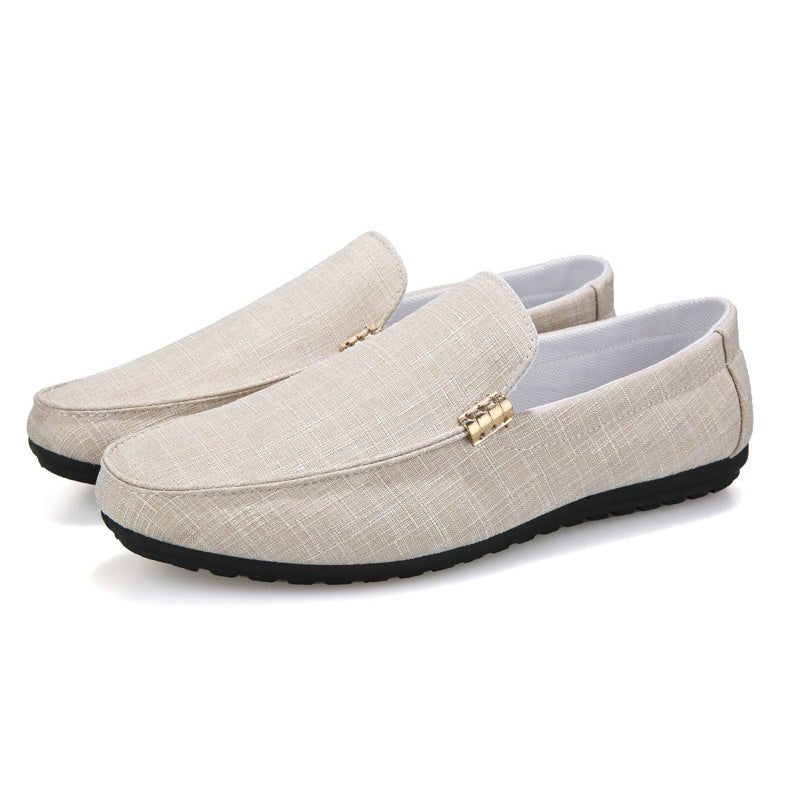 Zeus® | Beige light weight canvas loafers