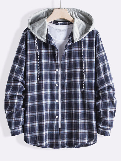Algirdas® | Plaid Drawstring Hooded Shirt