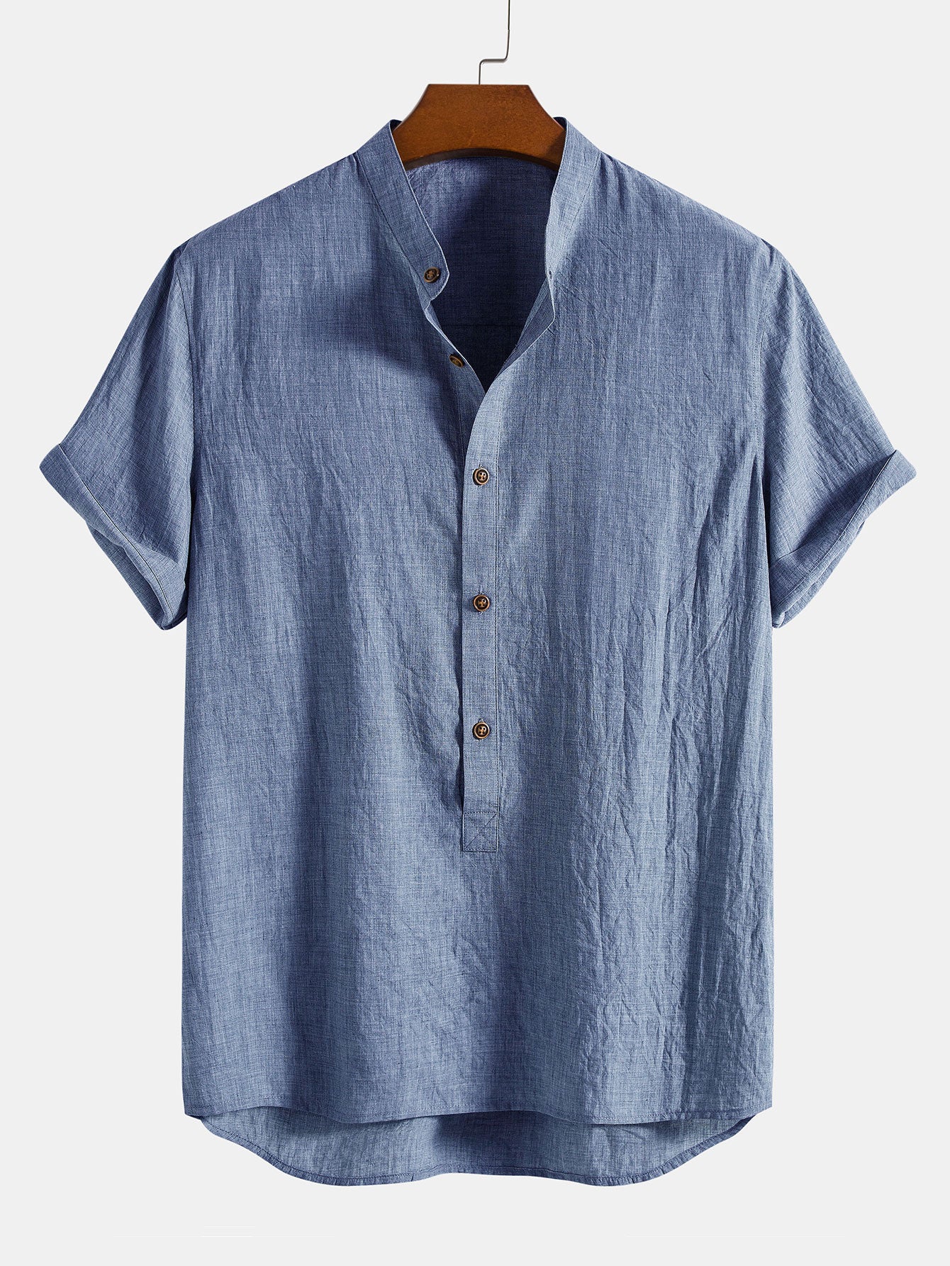 Alem® | Short Sleeve Half Button Fly Henley Collar Shirt
