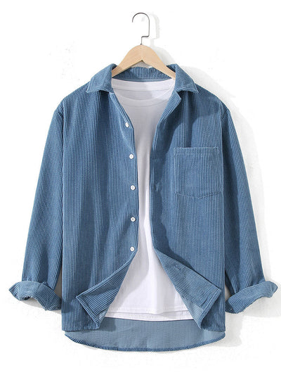 Amethist® | Long Sleeved Corduroy Revere Collar Shirt