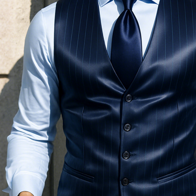 Chris | Men'S Retro Casual Satin Stripe Printed Vest