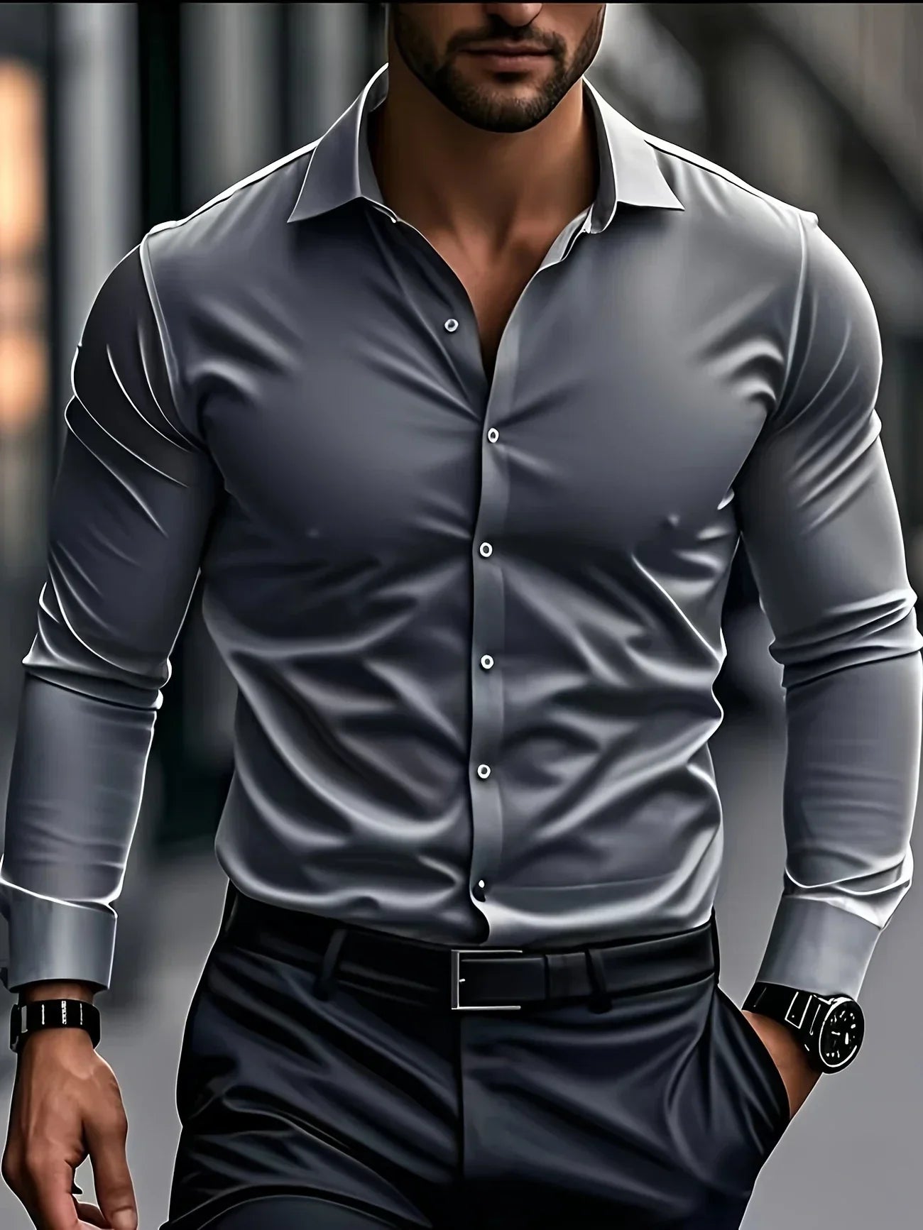 Omar | Elegant long-sleeved button-down shirt