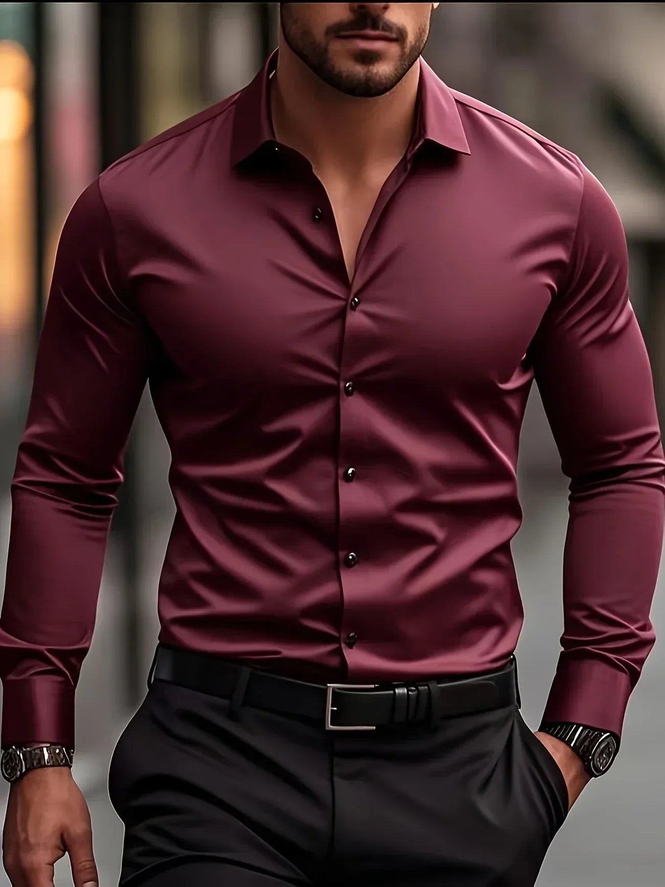 Omar | Elegant long-sleeved button-down shirt