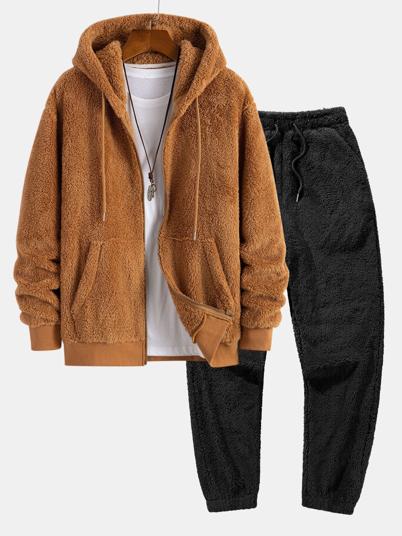 Jerry® | Teddy Zip Up Hooded Coat & Teddy Jogger Pants