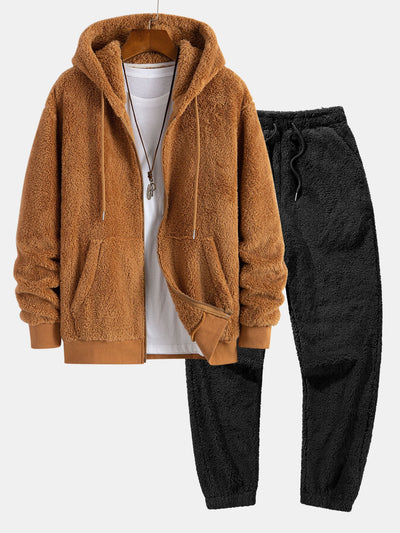 Jerry® | Teddy Zip Up Hooded Coat & Teddy Jogger Pants