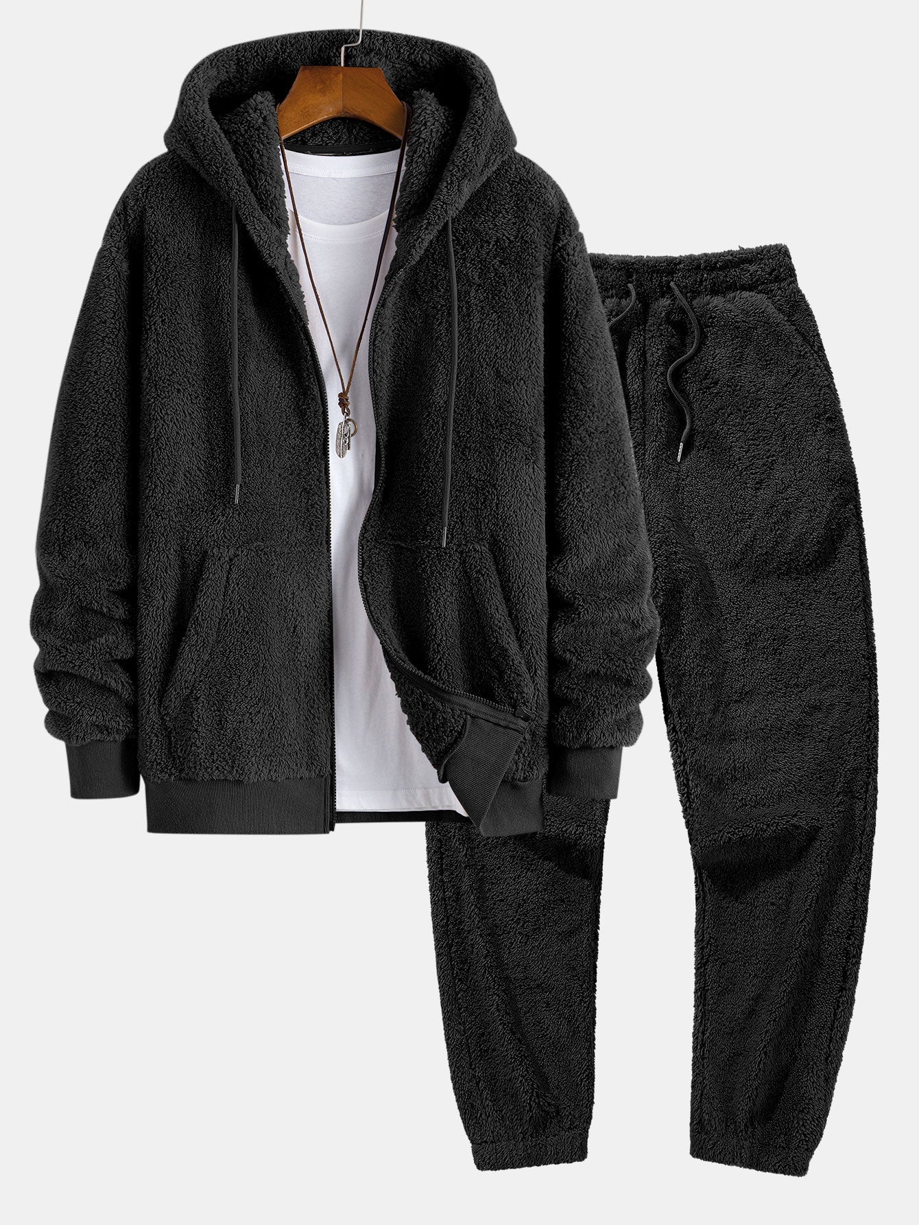 Jerry® | Teddy Zip Up Hooded Coat & Teddy Jogger Pants