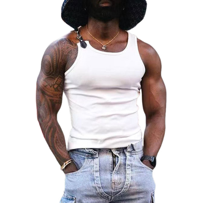 Guy | Men'S Slim Fit Round Neck Leather Button Tank Tops